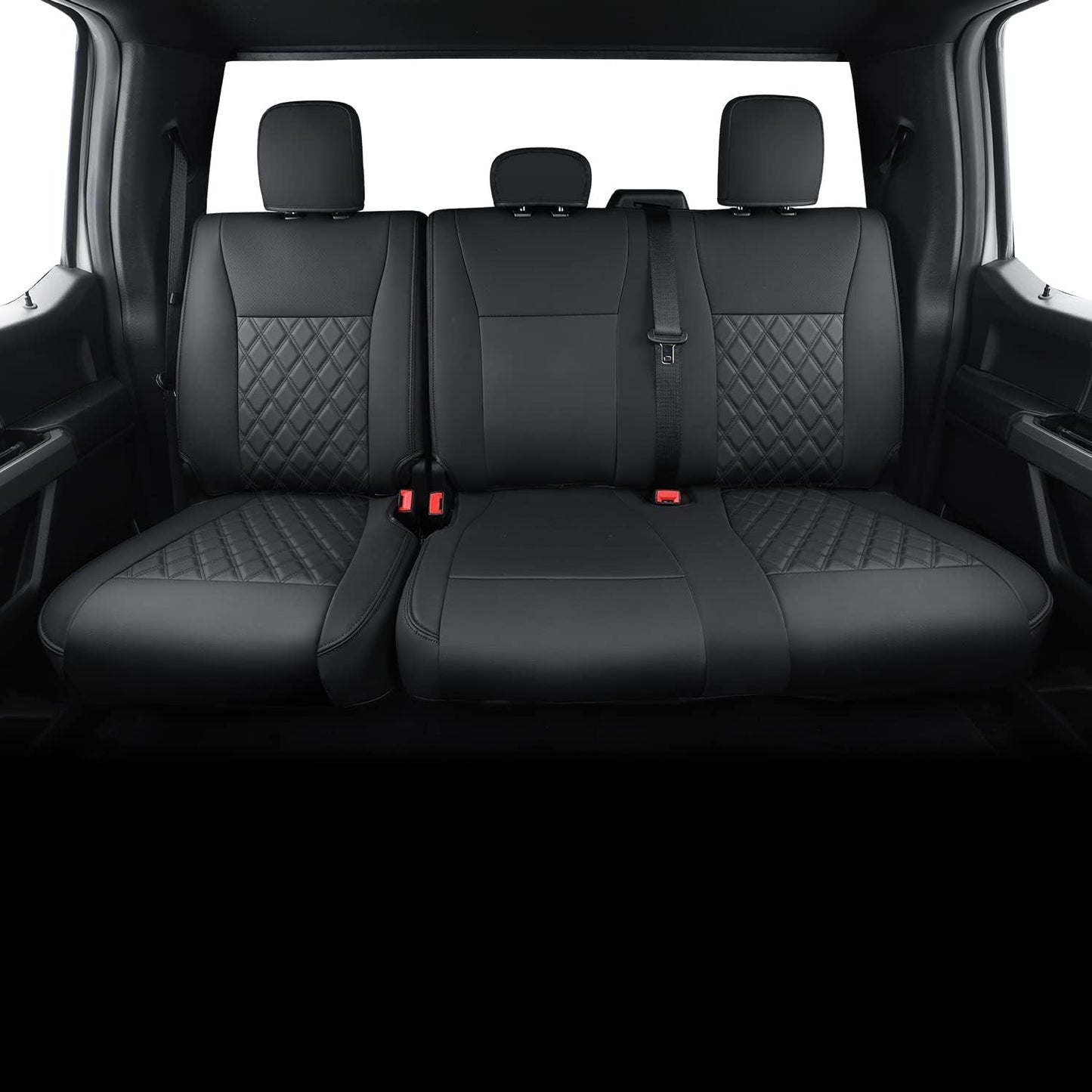 LUCKYMAN CLUB F150 SuperCrew 2009-2024 Custom Pickup Car Truck Seat Covers XLT, Waterproof Faux Leather, Full Coverage, Also Fit 2010-2024 F250/F350/F450
