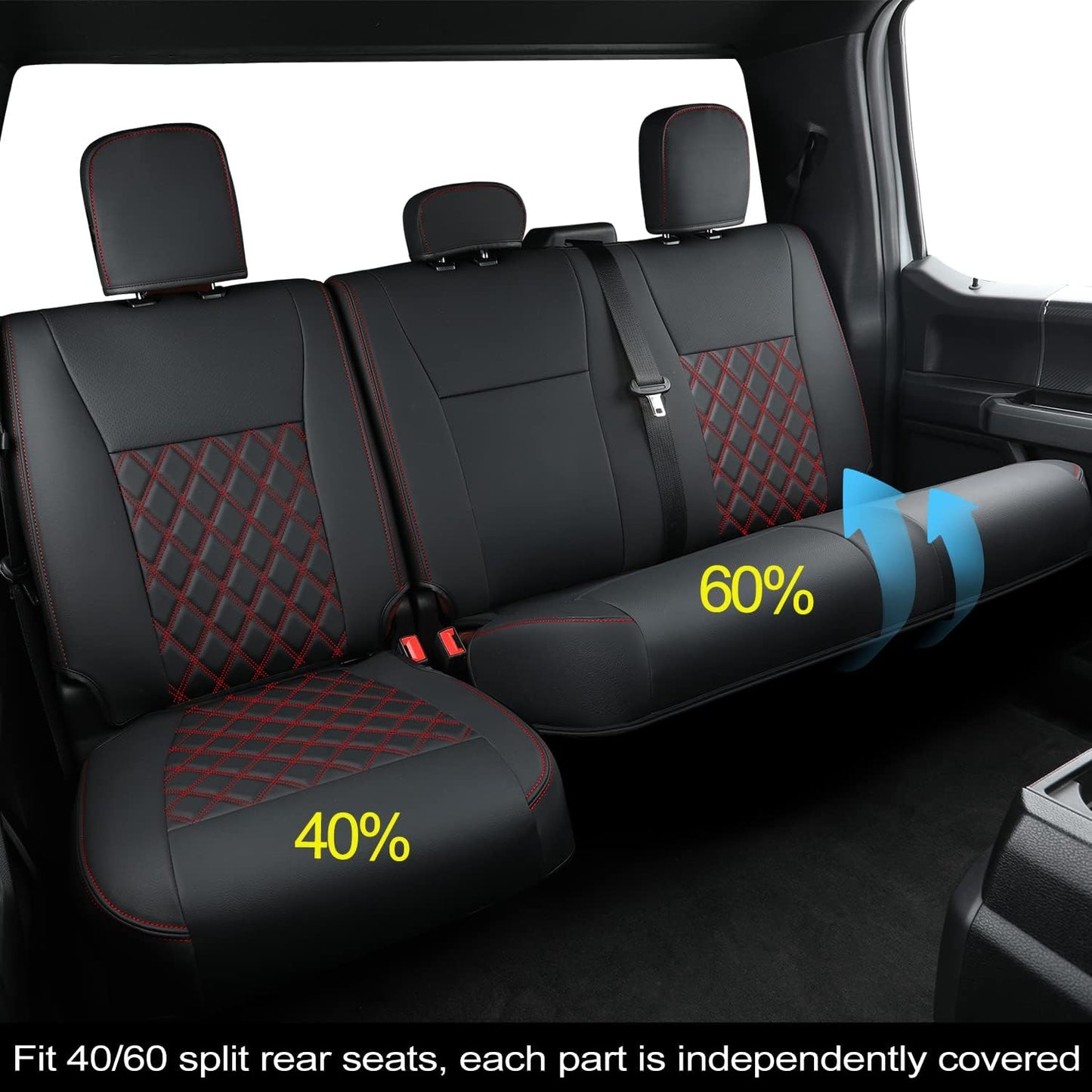 LUCKYMAN CLUB F150 SuperCrew 2009-2024 Custom Pickup Car Truck Seat Covers XLT, Waterproof Faux Leather, Full Coverage, Also Fit 2010-2024 F250/F350/F450