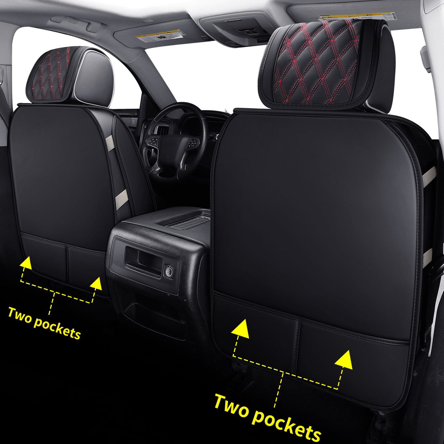 LUCKYMAN CLUB Chevy Silverado GMC Sierra Truck Seat Covers Trail Boss Z71 Pickup 2007-2024 1500 2500HD 3500HD Crew Double Extended Cab Waterproof Leather