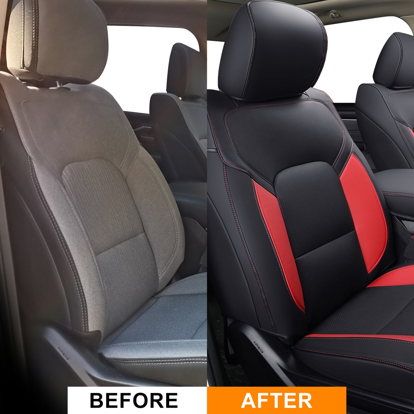 LUCKYMAN CLUB Ram 1500 2011-2019 2020 2021 2022 2023 2024 Crew Cab Waterproof Seat Covers FullSet, Custom Fit Ram Bighorn Laramie Limited Rebel Longhorn Pickup with 4/6 Split Rear Seat