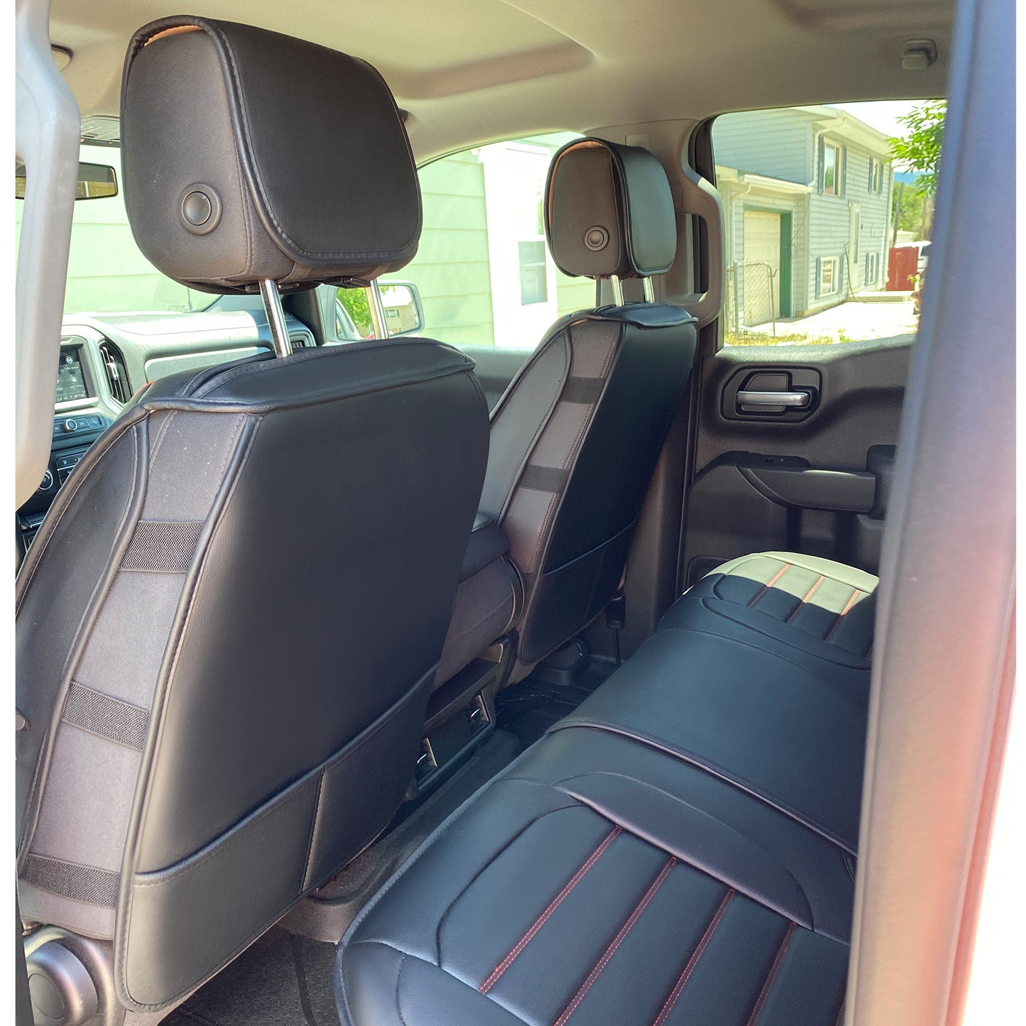 LUCKYMAN CLUB Silverado Seat Covers Fit for 2007-2024 Chevy Silverado Sierra 1500/2500 HD / 3500 HD Crew,Double,Extended Cab with Water Proof Faux Leather