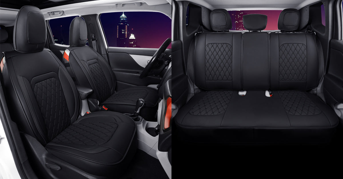 LUCKYMAN CLUB Jeep Cherokee-Sitzbezüge, passend für 2014-2023 Jeep Cherokee, mit Kunstleder, für alle Jahreszeiten geeignet, resistent gegen Kratzspuren, Sitzbezüge