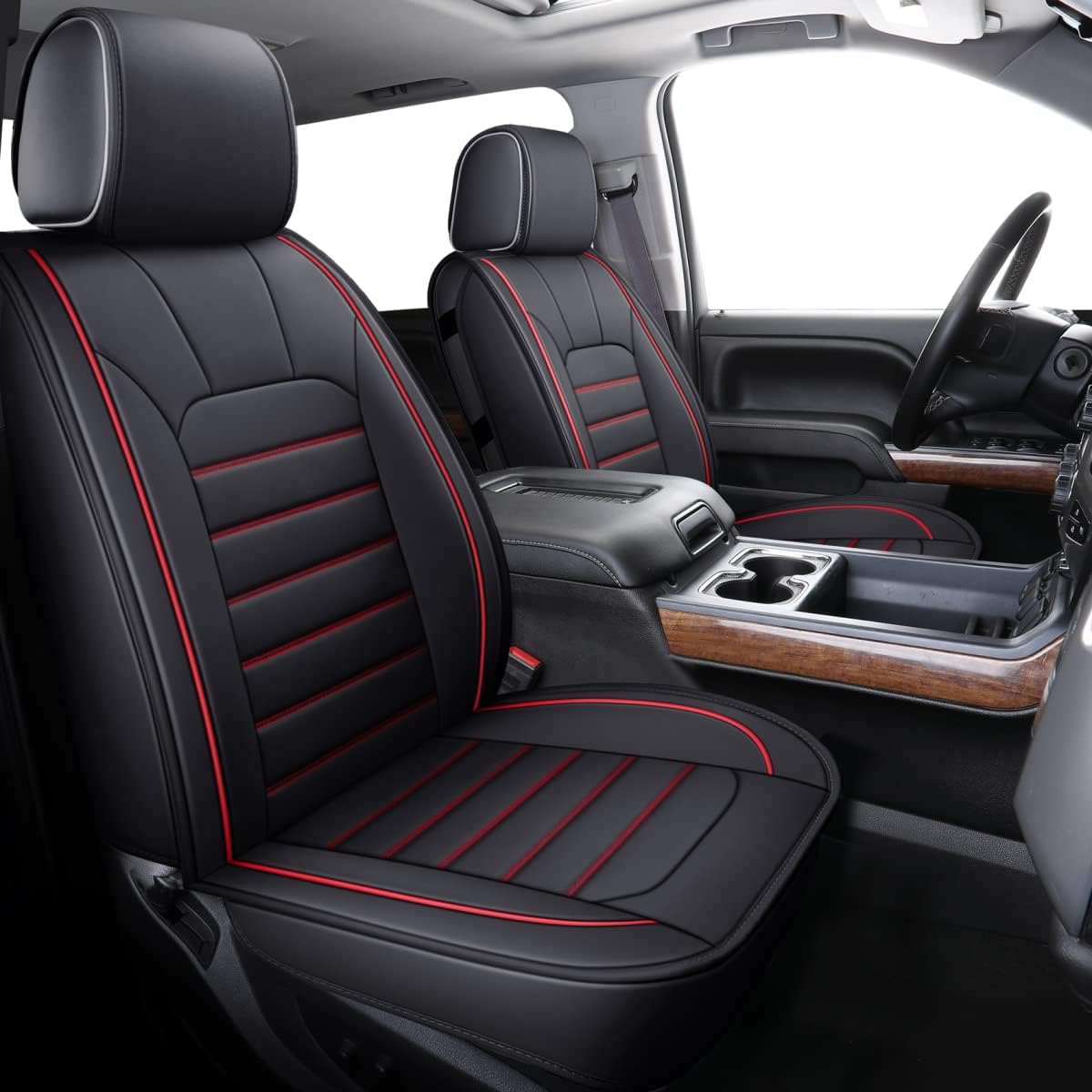 LUCKYMAN CLUB Silverado Seat Covers Fit for 2007-2024 Chevy Silverado Sierra 1500/2500 HD / 3500 HD Crew,Double,Extended Cab with Water Proof Faux Leather