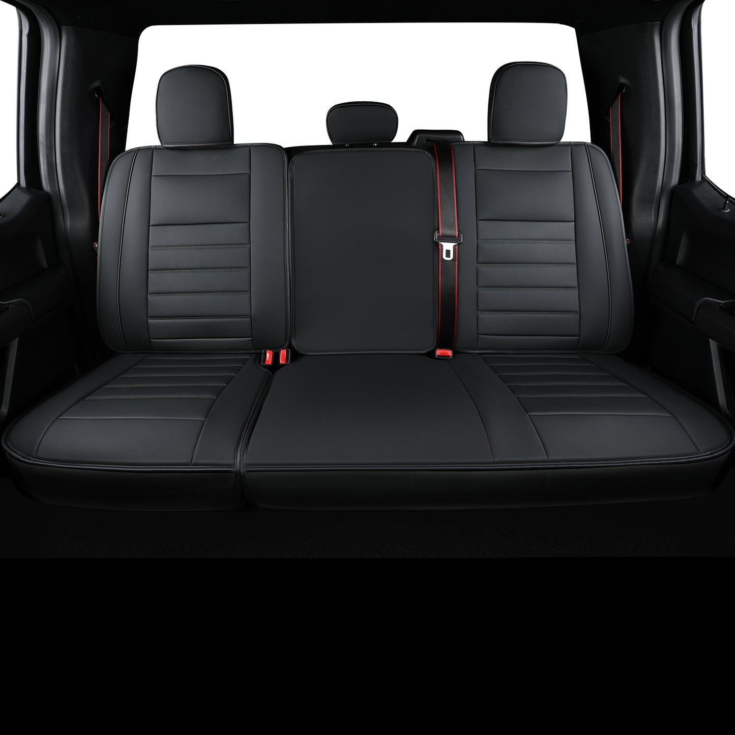 LUCKYMAN CLUB For F150 Faux Leather Seat Covers, For F150 2009-2024 Super Crew Super Cab Regular Cab 2017-2023 For F250 F350 F450 Super Duty Crew Cab