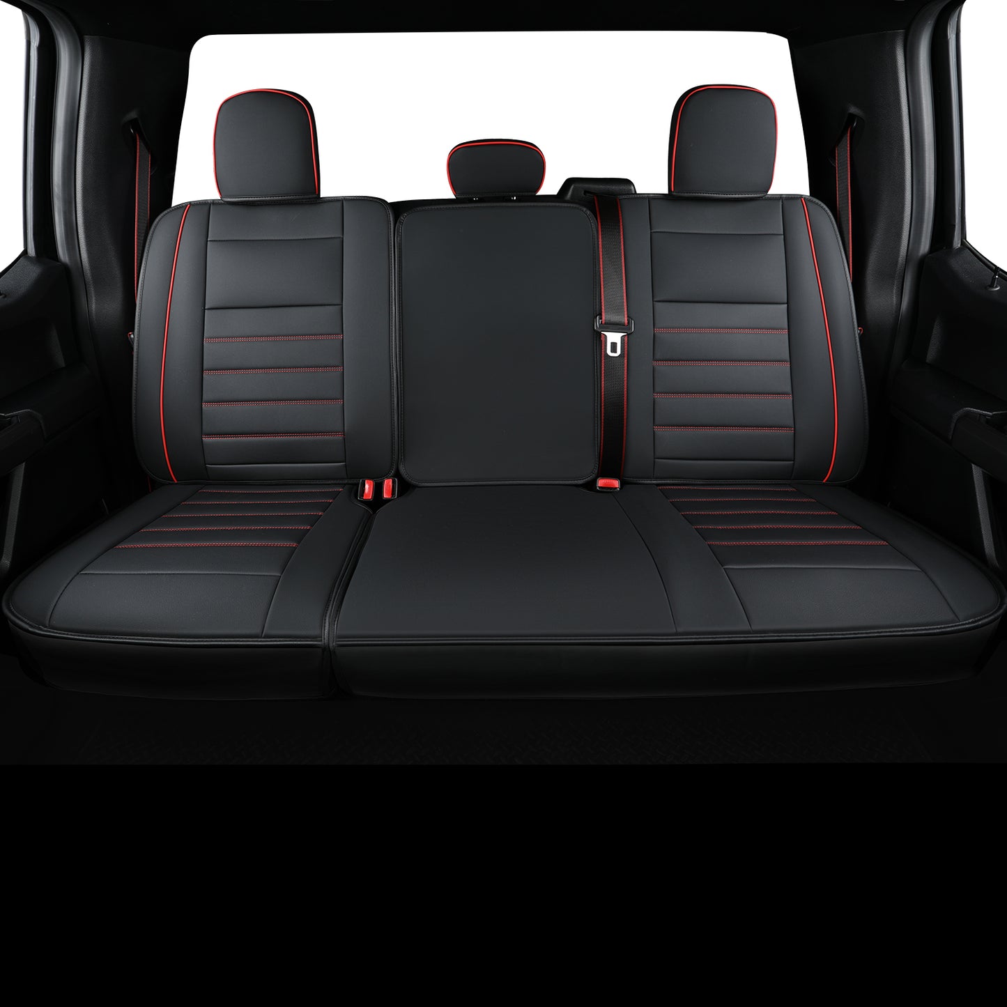LUCKYMAN CLUB For F150 Faux Leather Seat Covers, For F150 2009-2024 Super Crew Super Cab Regular Cab 2017-2023 For F250 F350 F450 Super Duty Crew Cab