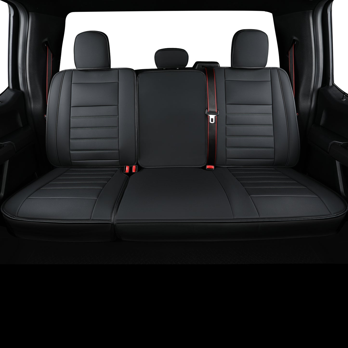 LUCKYMAN CLUB For F150 Faux Leather Seat Covers, For F150 2009-2024 Super Crew Super Cab Regular Cab 2017-2023 For F250 F350 F450 Super Duty Crew Cab