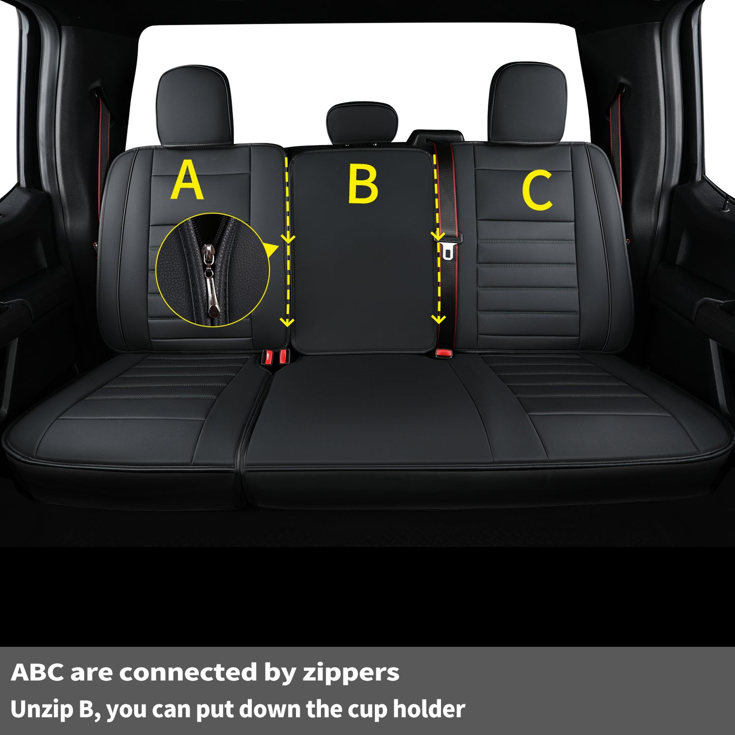 LUCKYMAN CLUB For F150 Faux Leather Seat Covers, For F150 2009-2024 Super Crew Super Cab Regular Cab 2017-2023 For F250 F350 F450 Super Duty Crew Cab