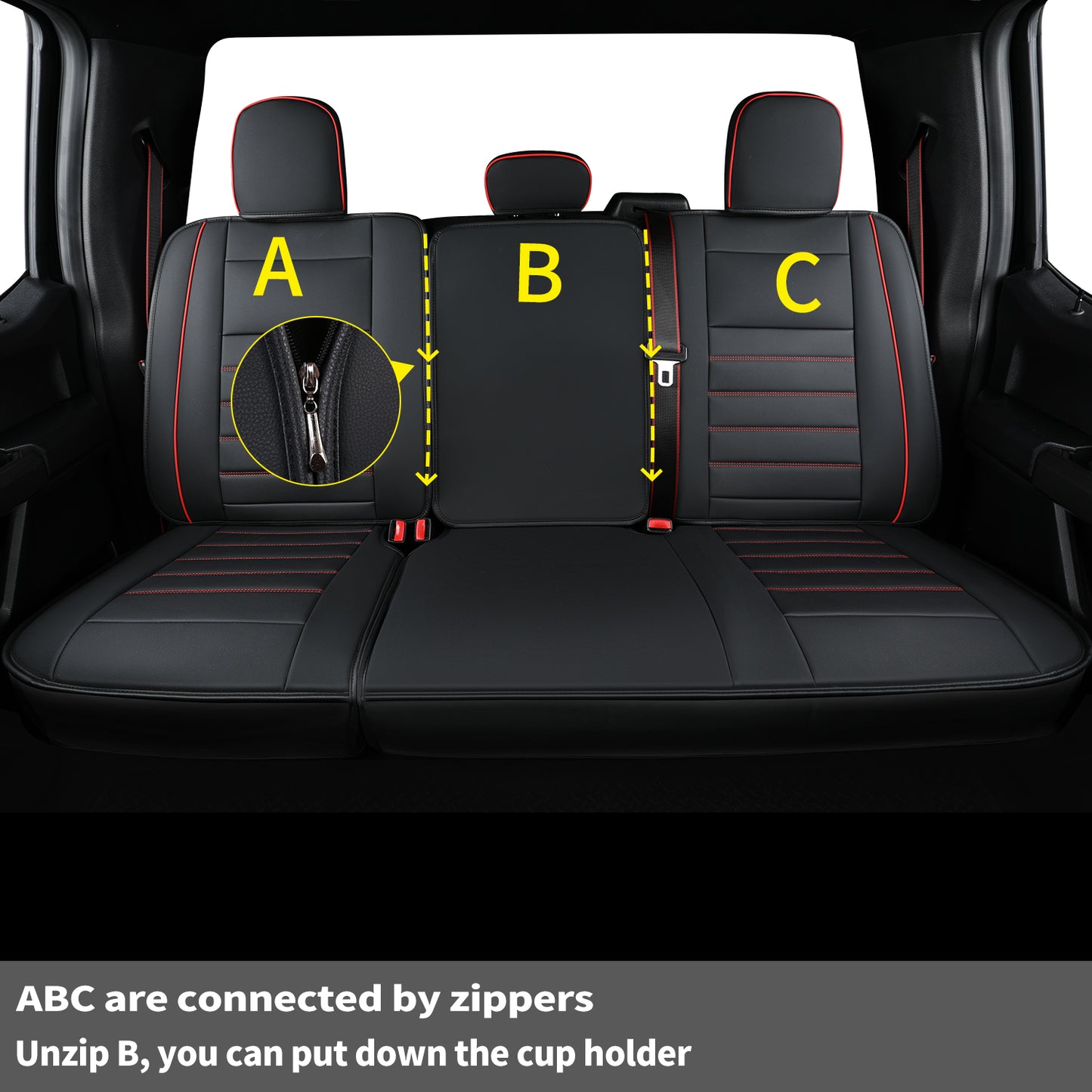 LUCKYMAN CLUB For F150 Faux Leather Seat Covers, For F150 2009-2024 Super Crew Super Cab Regular Cab 2017-2023 For F250 F350 F450 Super Duty Crew Cab