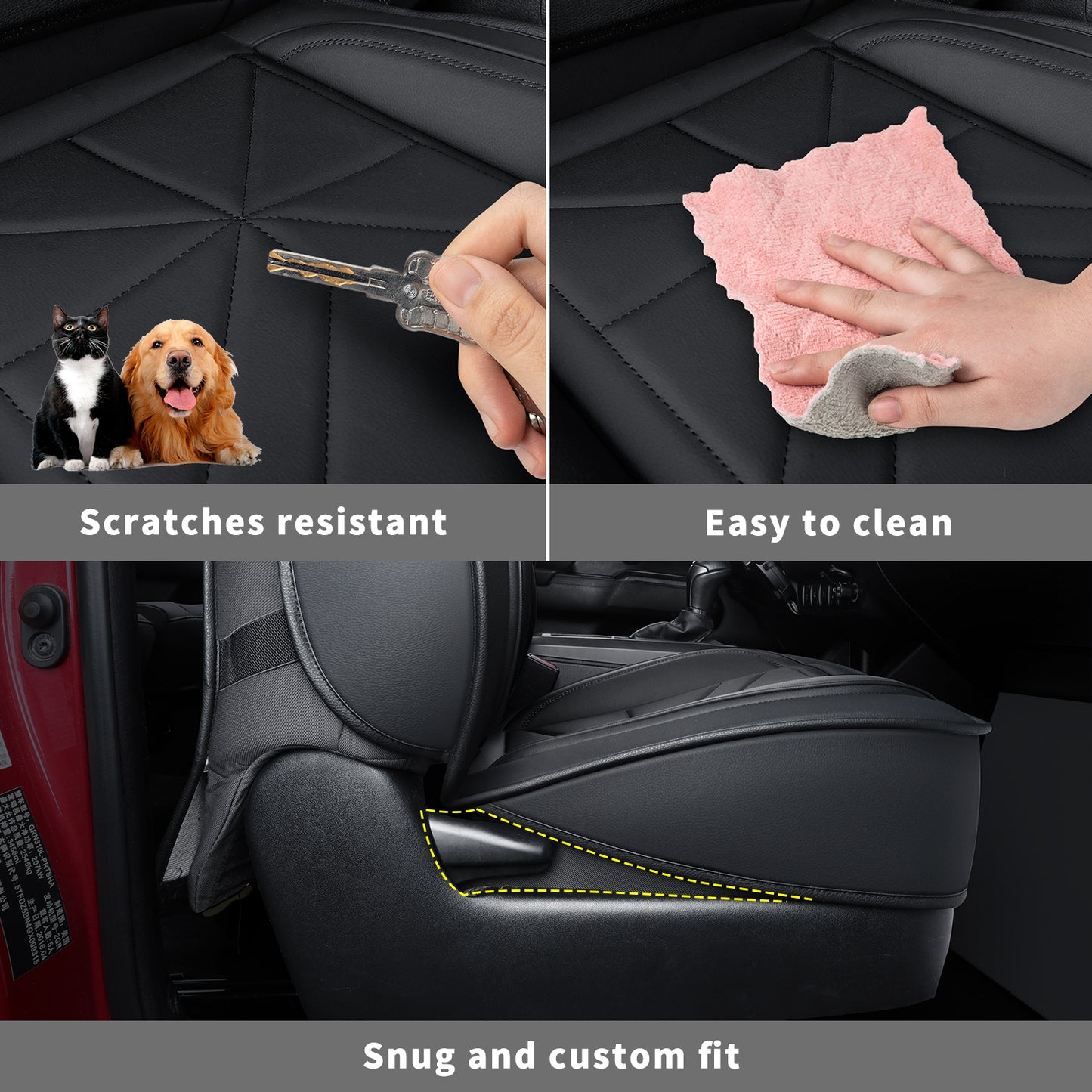 LUCKYMAN CLUB 2005-2023 Tacoma Seat Covers Custom Double Cab,Waterproof leather seat cover, all seasons including trims like SR, SR5, Limited, TRD Off Road, TRD Pro, TRD Sport, etc. comfortable and breathable