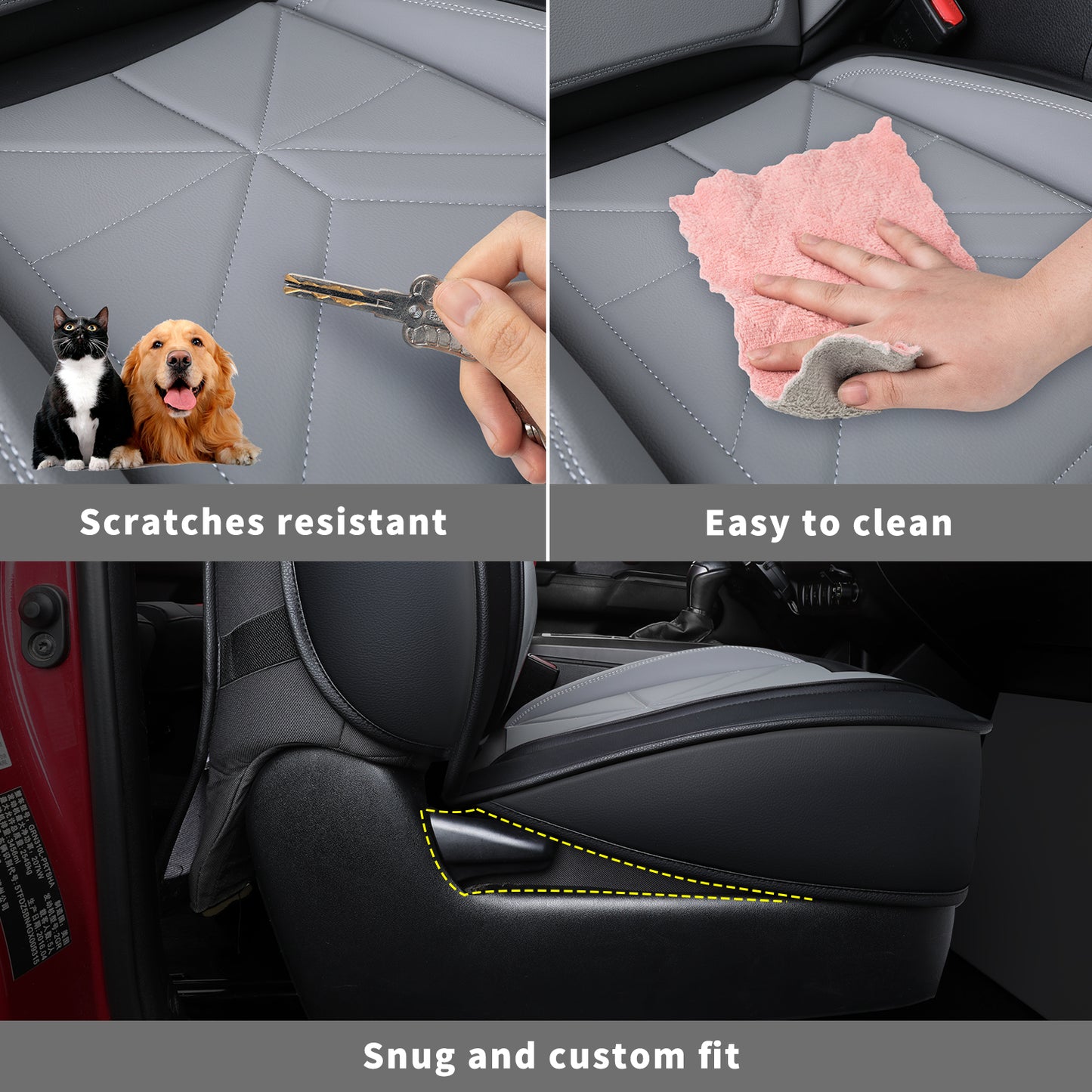 LUCKYMAN CLUB 2005-2023 Tacoma Seat Covers Custom Double Cab,Waterproof leather seat cover, all seasons including trims like SR, SR5, Limited, TRD Off Road, TRD Pro, TRD Sport, etc. comfortable and breathable