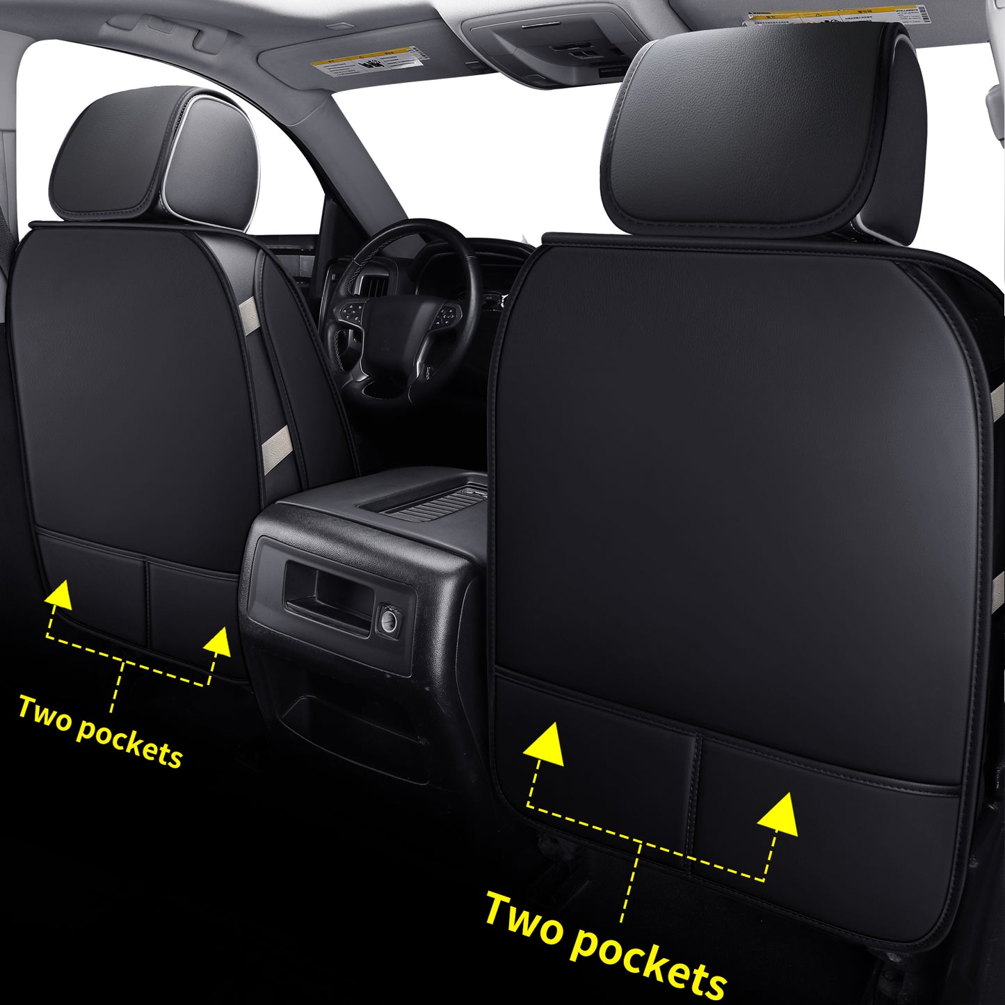 LUCKYMAN CLUB Silverado Seat Covers Fit for 2007-2024 Chevy Silverado Sierra 1500/2500 HD / 3500 HD Crew,Double,Extended Cab with Water Proof Faux Leather