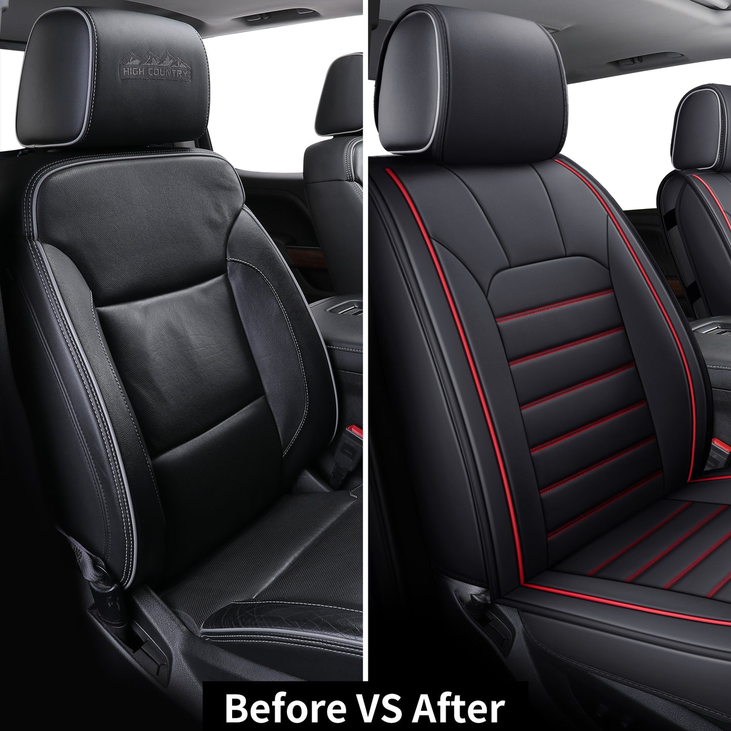 LUCKYMAN CLUB Silverado Seat Covers Fit for 2007-2024 Chevy Silverado Sierra 1500/2500 HD / 3500 HD Crew,Double,Extended Cab with Water Proof Faux Leather