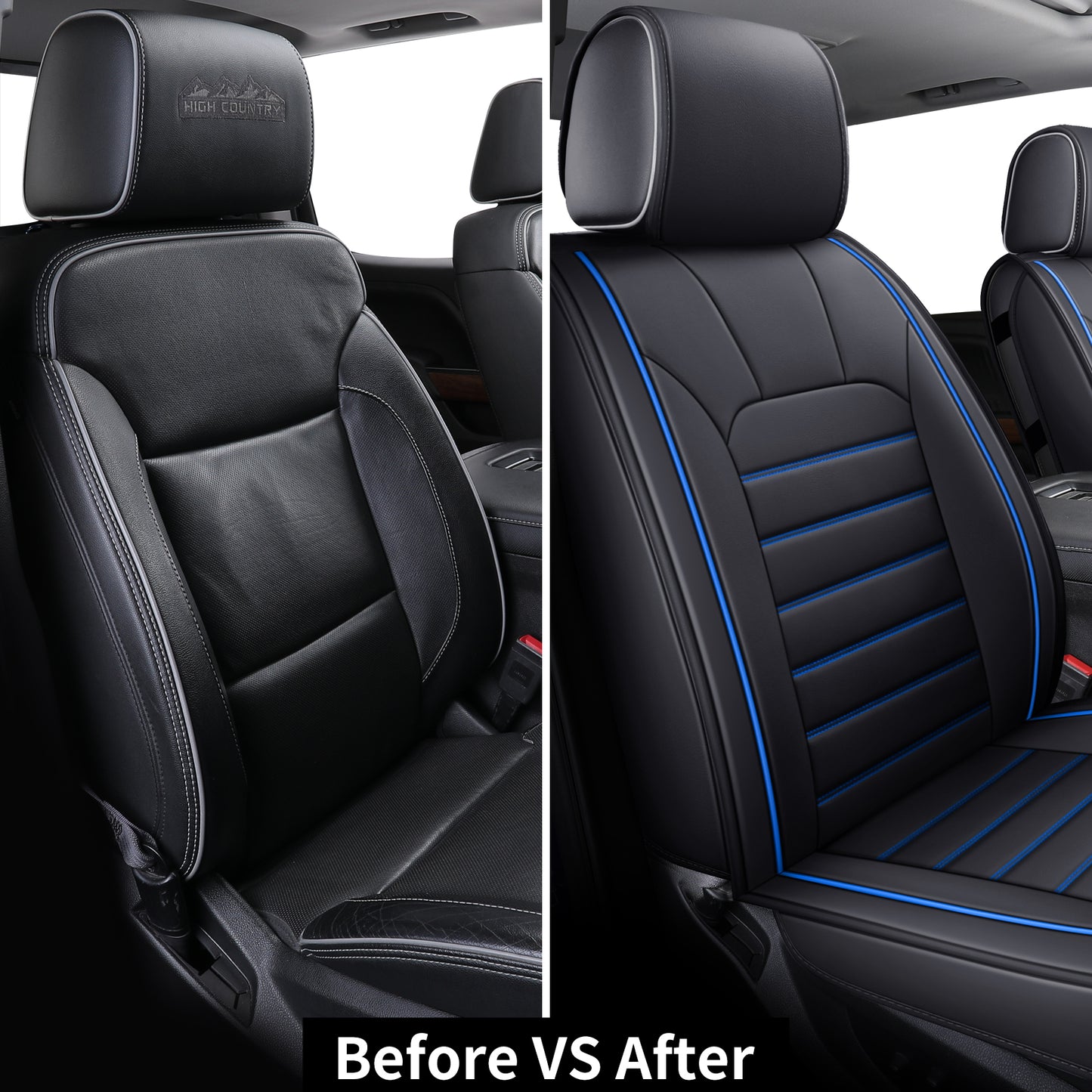 LUCKYMAN CLUB Silverado Seat Covers Fit for 2007-2024 Chevy Silverado Sierra 1500/2500 HD / 3500 HD Crew,Double,Extended Cab with Water Proof Faux Leather