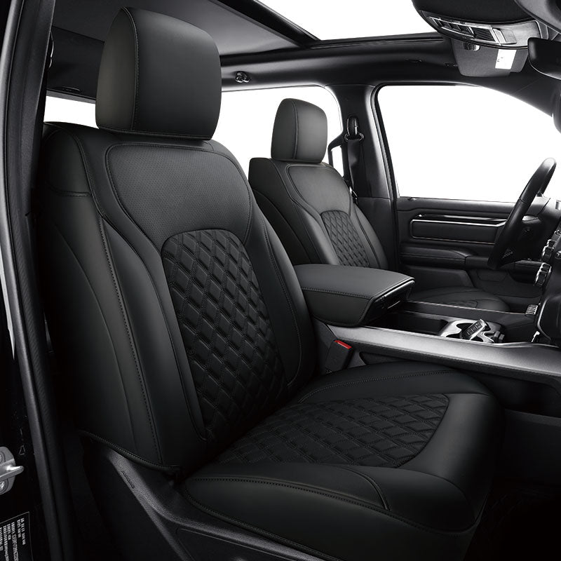 LUCKYMANCLUB Dodge Ram 1500 Seat Covers,2019-2024,1500/2500/3500Crew Cab Waterproof Seat Covers FullSet, Custom Fit Ram Bighorn Laramie Limited Rebel Longhorn Pickup with 4/6 Split Rear Seat