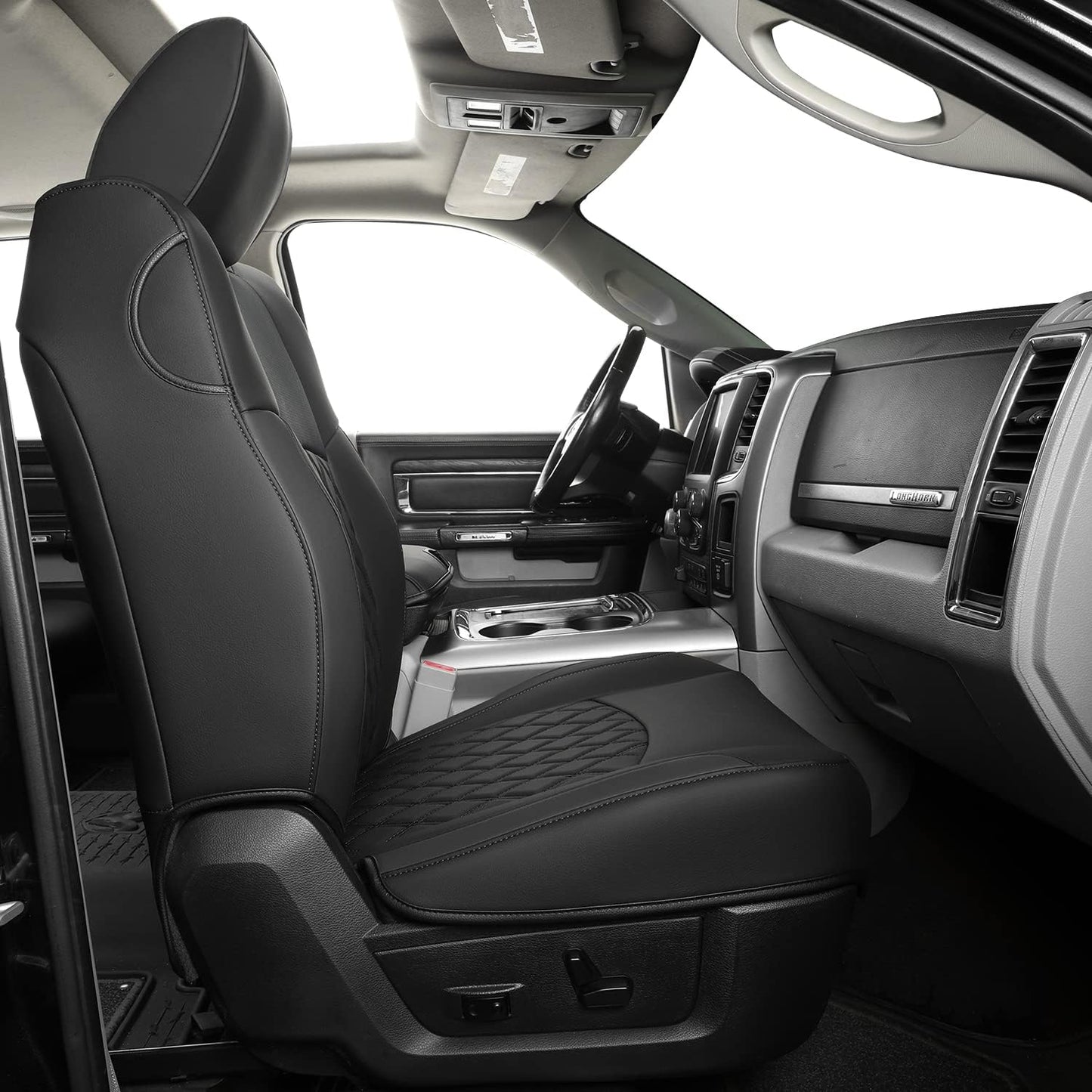 LUCKYMANCLUB Ram 1500Seat Covers,2011-2024,1500/2500/3500Crew Cab Waterproof Seat Covers FullSet, Custom Fit Ram Bighorn Laramie Limited Rebel Longhorn Pickup with 4/6 Split Rear Seat
