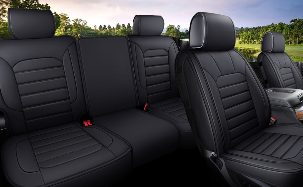 LUCKYMAN CLUB Silverado Seat Covers Fit for 2007-2024 Chevy Silverado Sierra 1500/2500 HD / 3500 HD Crew,Double,Extended Cab with Water Proof Faux Leather