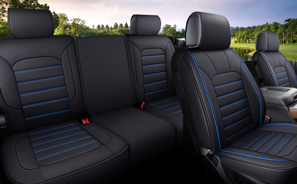 LUCKYMAN CLUB Silverado Seat Covers Fit for 2007-2024 Chevy Silverado Sierra 1500/2500 HD / 3500 HD Crew,Double,Extended Cab with Water Proof Faux Leather