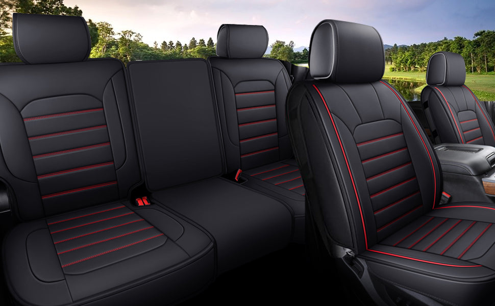 LUCKYMAN CLUB Silverado Seat Covers Fit for 2007-2024 Chevy Silverado Sierra 1500/2500 HD / 3500 HD Crew,Double,Extended Cab with Water Proof Faux Leather