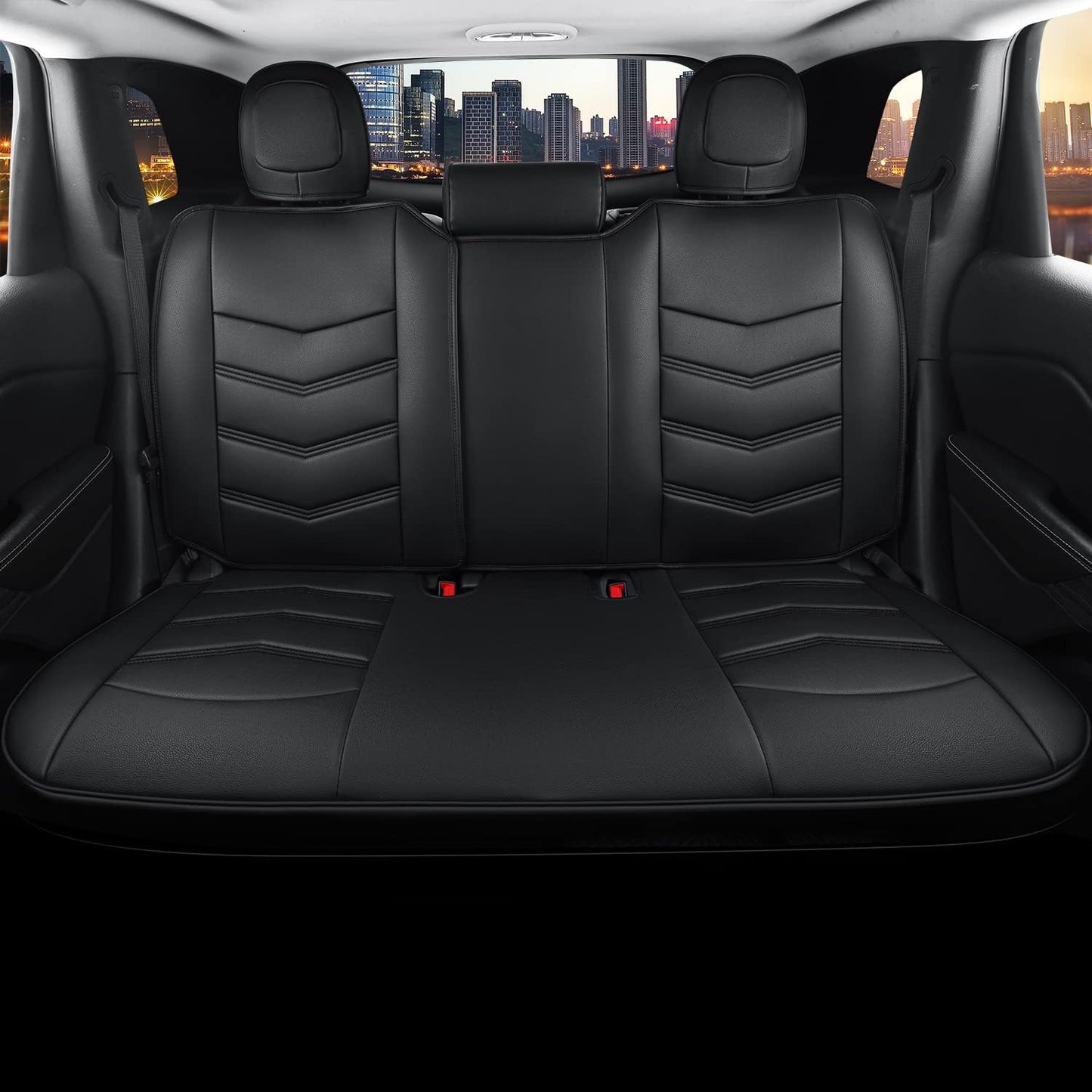 LUCKYMAN CLUB Jeep Cherokee Custom Seat Covers Fit 2014 2015 2016 2017 2018 2019 2020 2021 2022 2023 2024 years Cushions with Waterproof Faux Leather Car Accessories