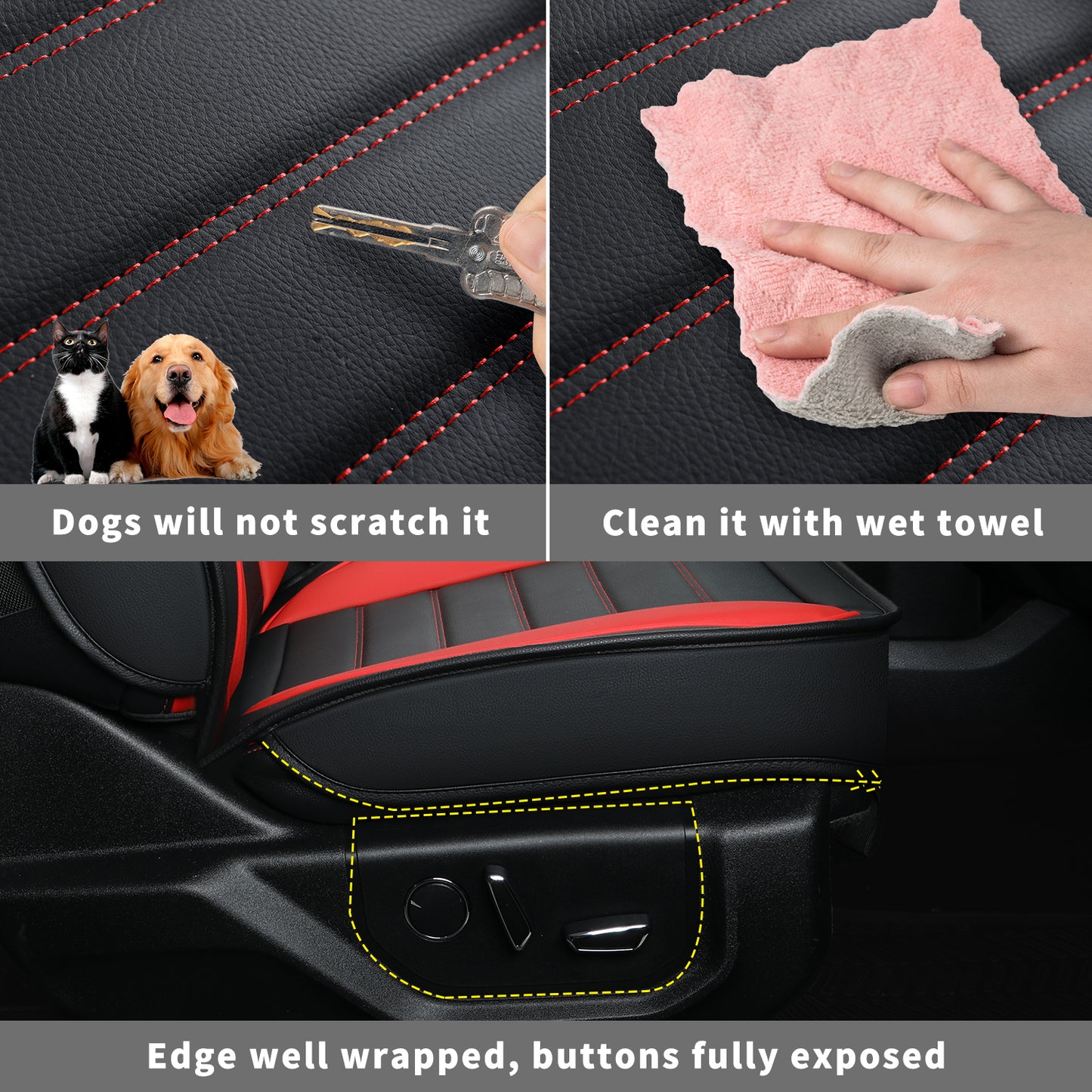 LUCKYMAN CLUB For F150 Faux Leather Seat Covers, For F150 2009-2024 Super Crew Super Cab Regular Cab 2017-2023 For F250 F350 F450 Super Duty Crew Cab