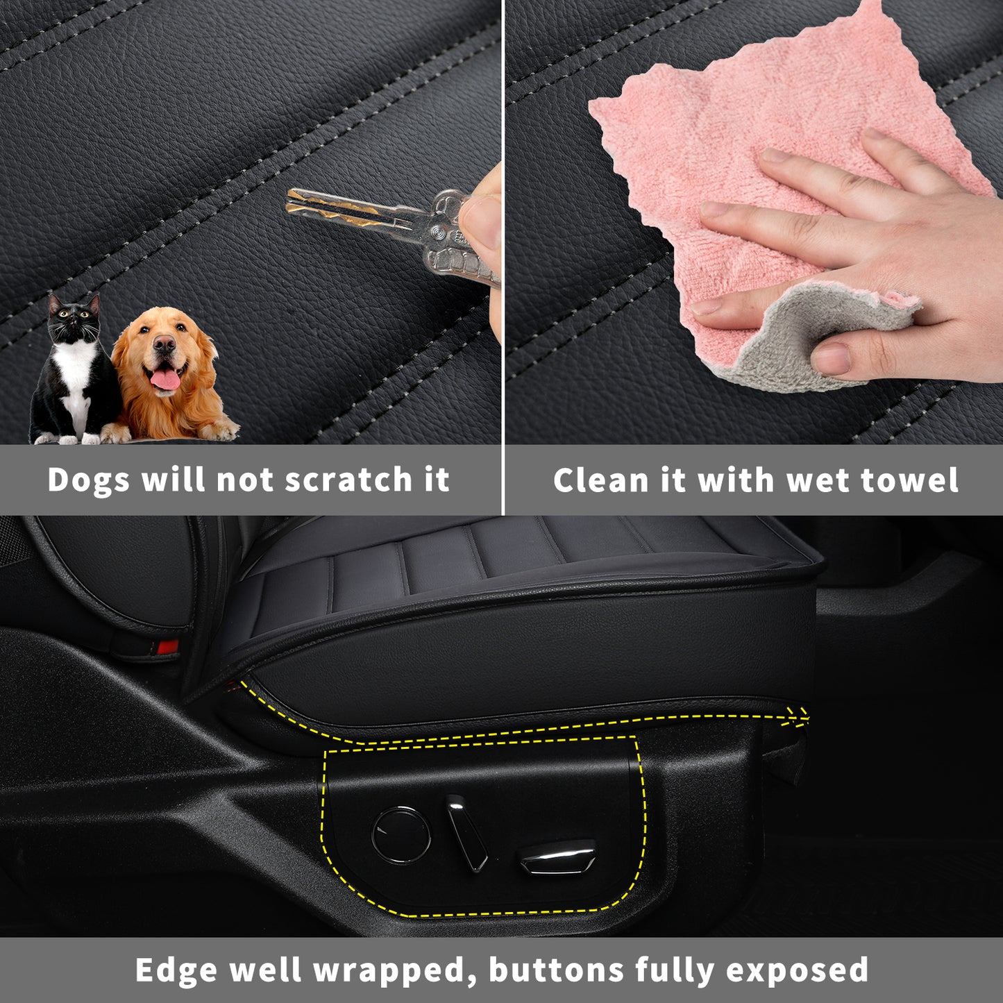 LUCKYMAN CLUB For F150 Faux Leather Seat Covers, For F150 2009-2024 Super Crew Super Cab Regular Cab 2017-2023 For F250 F350 F450 Super Duty Crew Cab