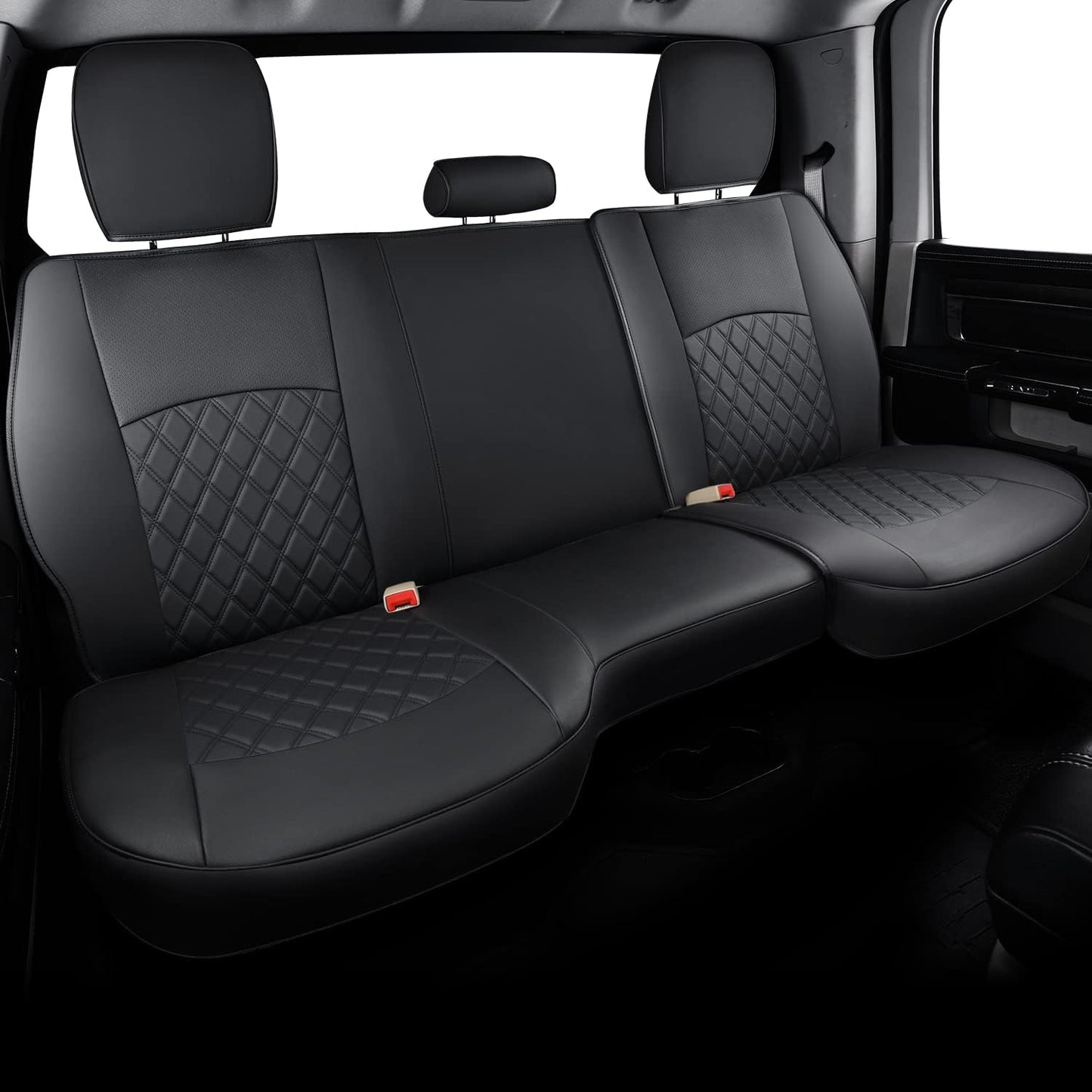 LUCKYMANCLUB Ram 1500Seat Covers,2011-2024,1500/2500/3500Crew Cab Waterproof Seat Covers FullSet, Custom Fit Ram Bighorn Laramie Limited Rebel Longhorn Pickup with 4/6 Split Rear Seat