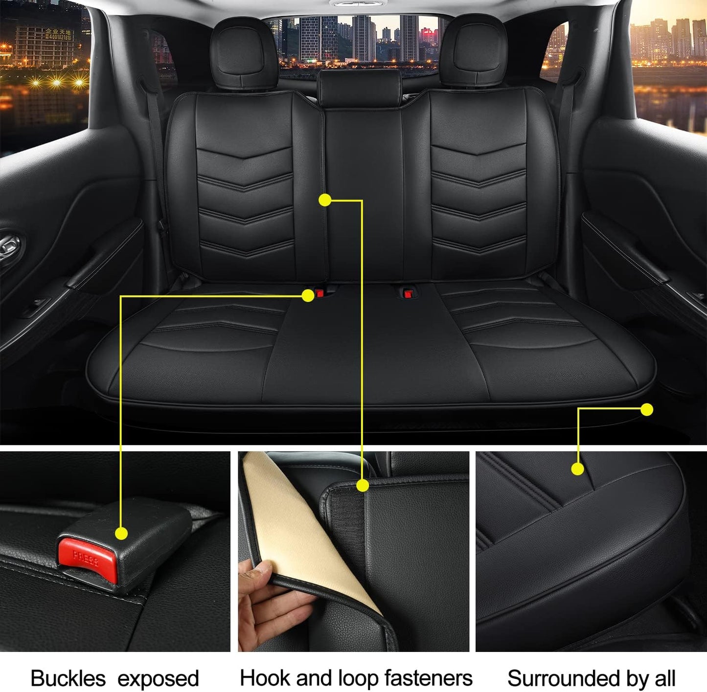 LUCKYMAN CLUB Jeep Cherokee Custom Seat Covers Fit 2014 2015 2016 2017 2018 2019 2020 2021 2022 2023 2024 years Cushions with Waterproof Faux Leather Car Accessories
