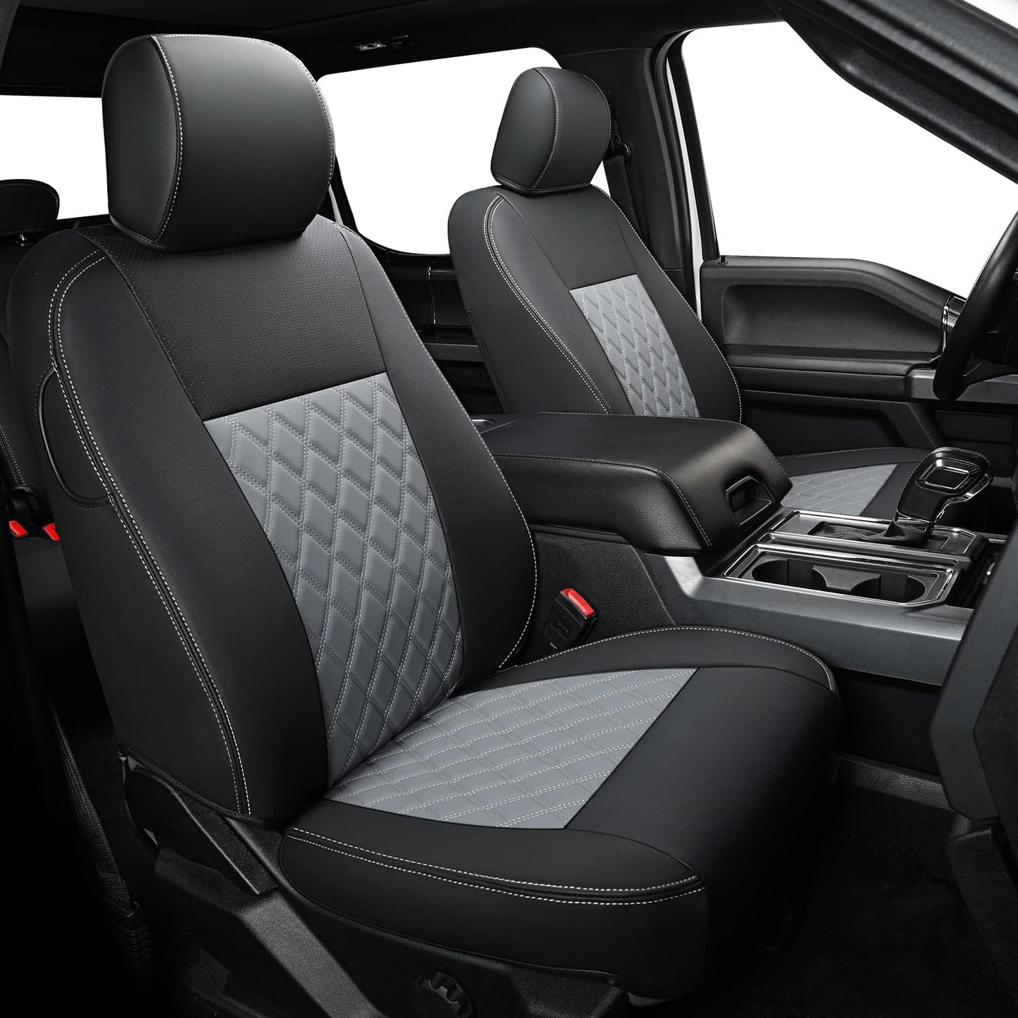 LUCKYMAN CLUB F150 SuperCrew 2009-2024 Custom Pickup Car Truck Seat Covers XLT, Waterproof Faux Leather, Full Coverage, Also Fit 2010-2024 F250/F350/F450