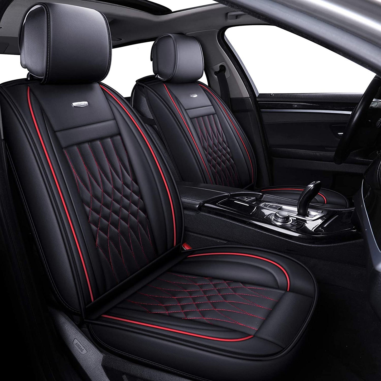 LUCKYMAN CLUB Seat Covers fit for Ford F150 Crew Cab from 2015 to 2024 and fit for F250 F350 F450 Crew Cab from 2017 to 2024 with Faux Leather