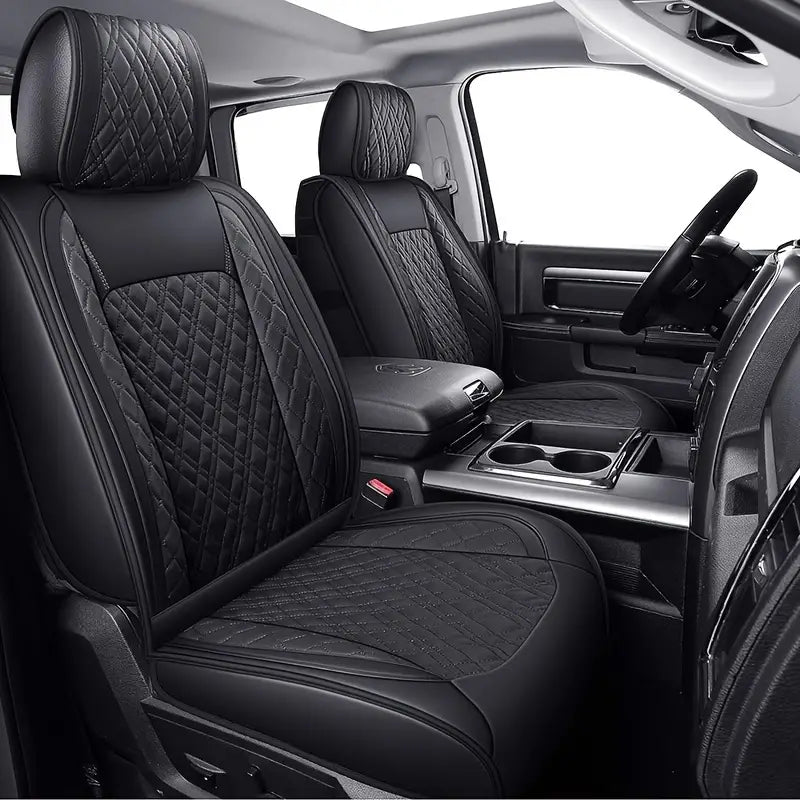 LUCKYMAN CLUB Dodge Ram Trucks Seat Covers Compatible with 2009-2024 1500 2010-2024 2500 3500 Crew Double Mega Quad Cab Tradesman Classic Laramie Bighorn Longhorn Full Set Black Red