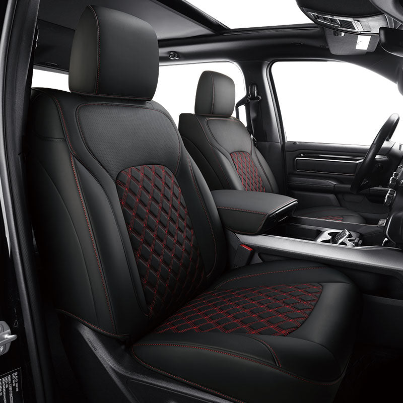 LUCKYMANCLUB Dodge Ram 1500 Seat Covers,2019-2024,1500/2500/3500Crew Cab Waterproof Seat Covers FullSet, Custom Fit Ram Bighorn Laramie Limited Rebel Longhorn Pickup with 4/6 Split Rear Seat