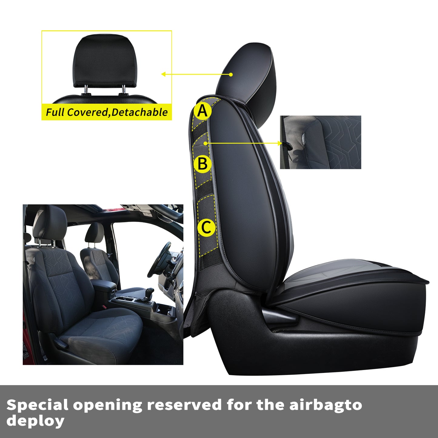LUCKYMAN CLUB 2005-2023 Tacoma Seat Covers Custom Double Cab,Waterproof leather seat cover, all seasons including trims like SR, SR5, Limited, TRD Off Road, TRD Pro, TRD Sport, etc. comfortable and breathable