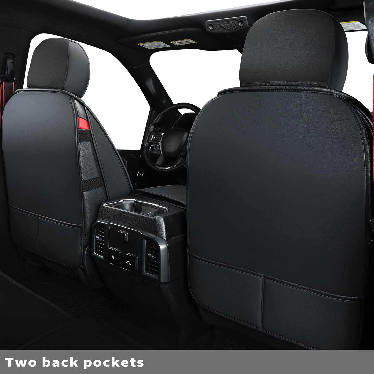 LUCKYMAN CLUB For F150 Faux Leather Seat Covers, For F150 2009-2024 Super Crew Super Cab Regular Cab 2017-2023 For F250 F350 F450 Super Duty Crew Cab