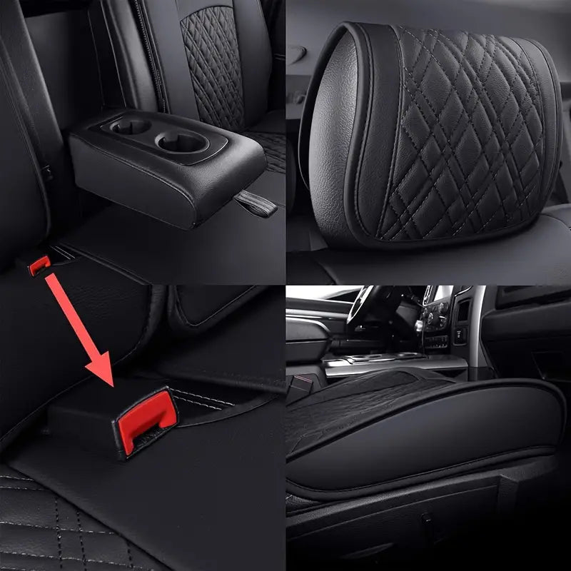 LUCKYMAN CLUB Dodge Ram Trucks Seat Covers Compatible with 2009-2024 1500 2010-2024 2500 3500 Crew Double Mega Quad Cab Tradesman Classic Laramie Bighorn Longhorn Full Set Black Red