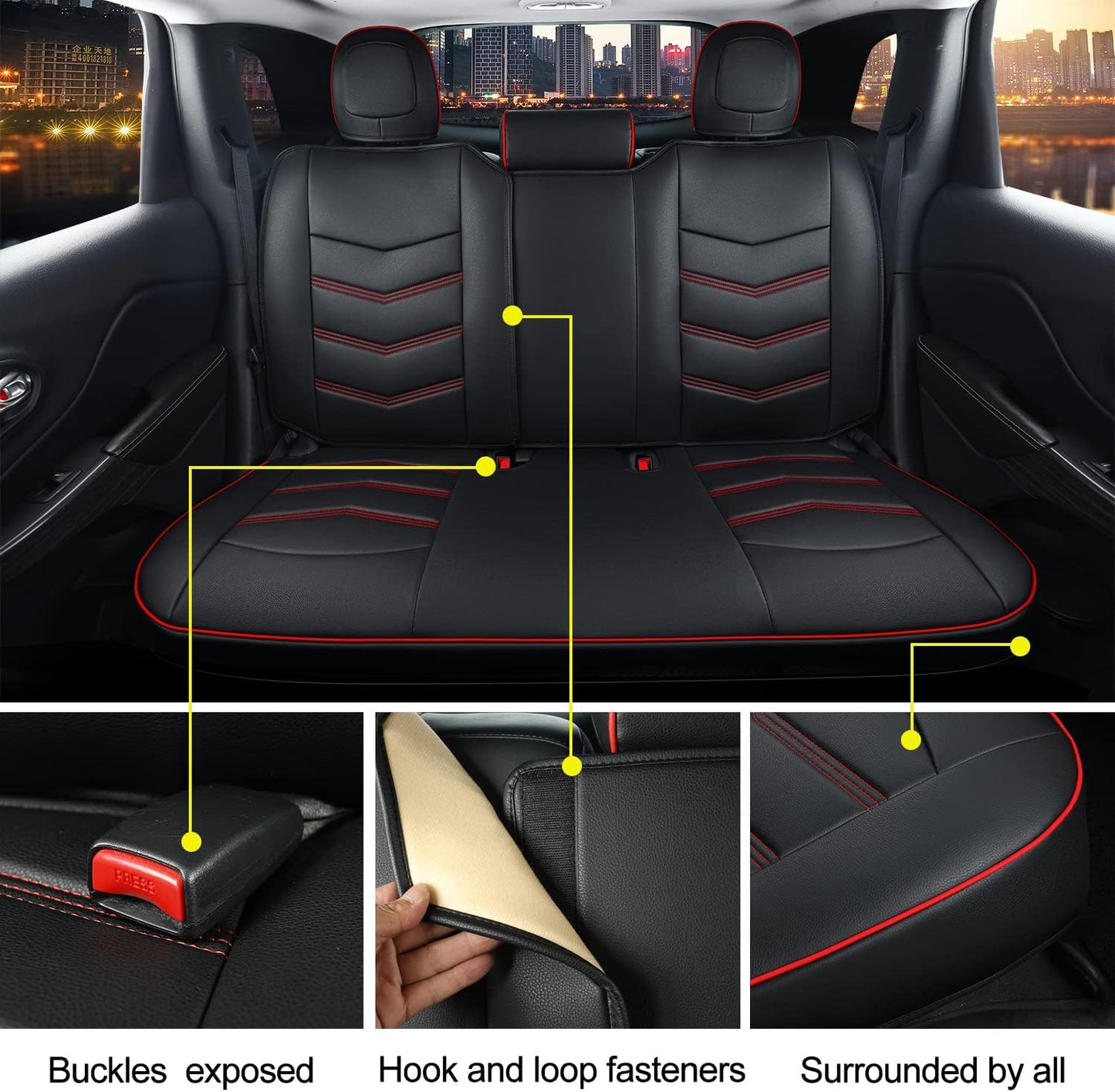 LUCKYMAN CLUB Jeep Cherokee Custom Seat Covers Fit 2014 2015 2016 2017 2018 2019 2020 2021 2022 2023 2024 years Cushions with Waterproof Faux Leather Car Accessories