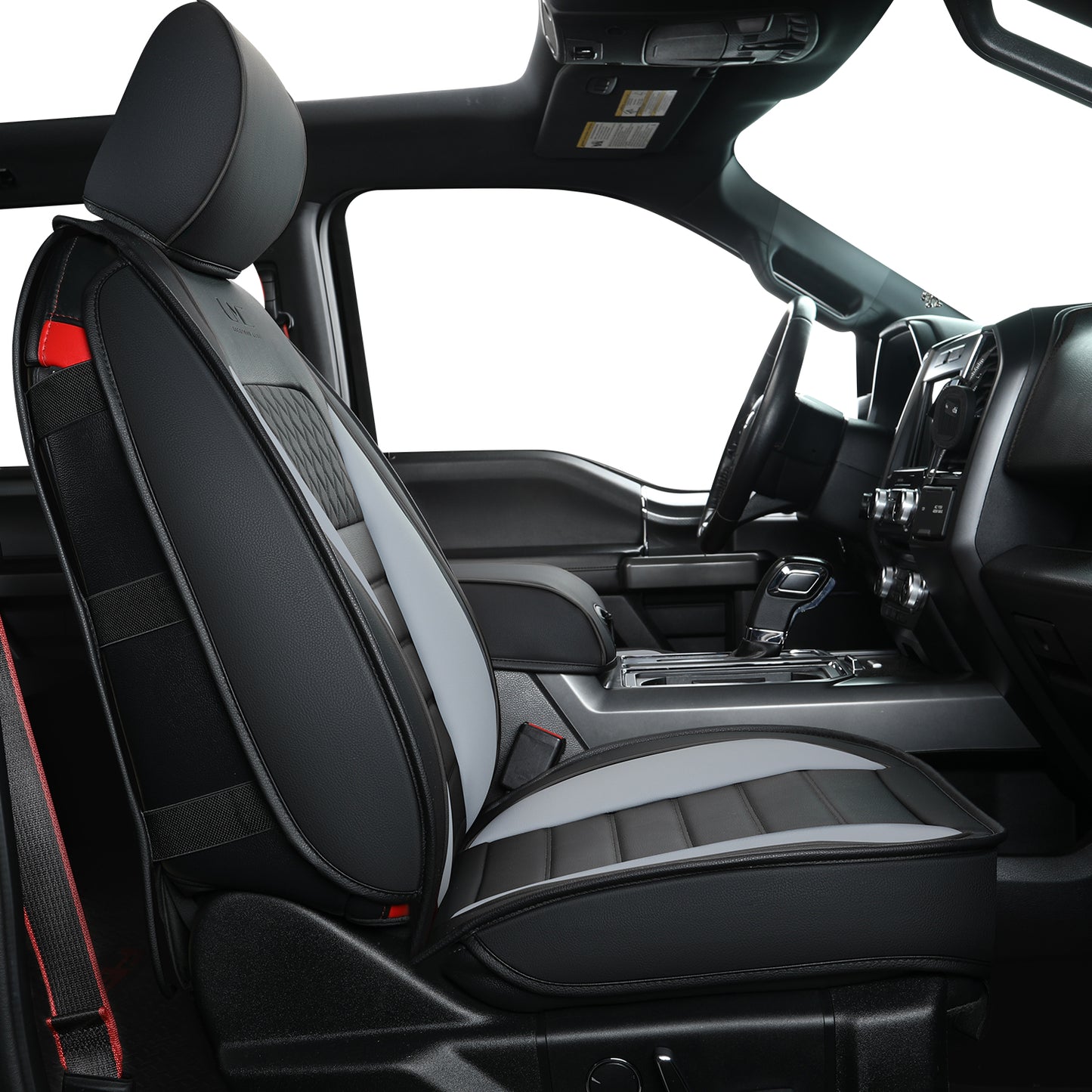 LUCKYMAN CLUB For F150 Faux Leather Seat Covers, For F150 2009-2024 Super Crew Super Cab Regular Cab 2017-2023 For F250 F350 F450 Super Duty Crew Cab