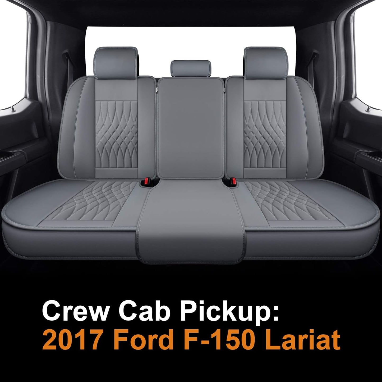 LUCKYMAN CLUB Seat Covers fit for Ford F150 Crew Cab from 2015 to 2024 and fit for F250 F350 F450 Crew Cab from 2017 to 2024 with Faux Leather