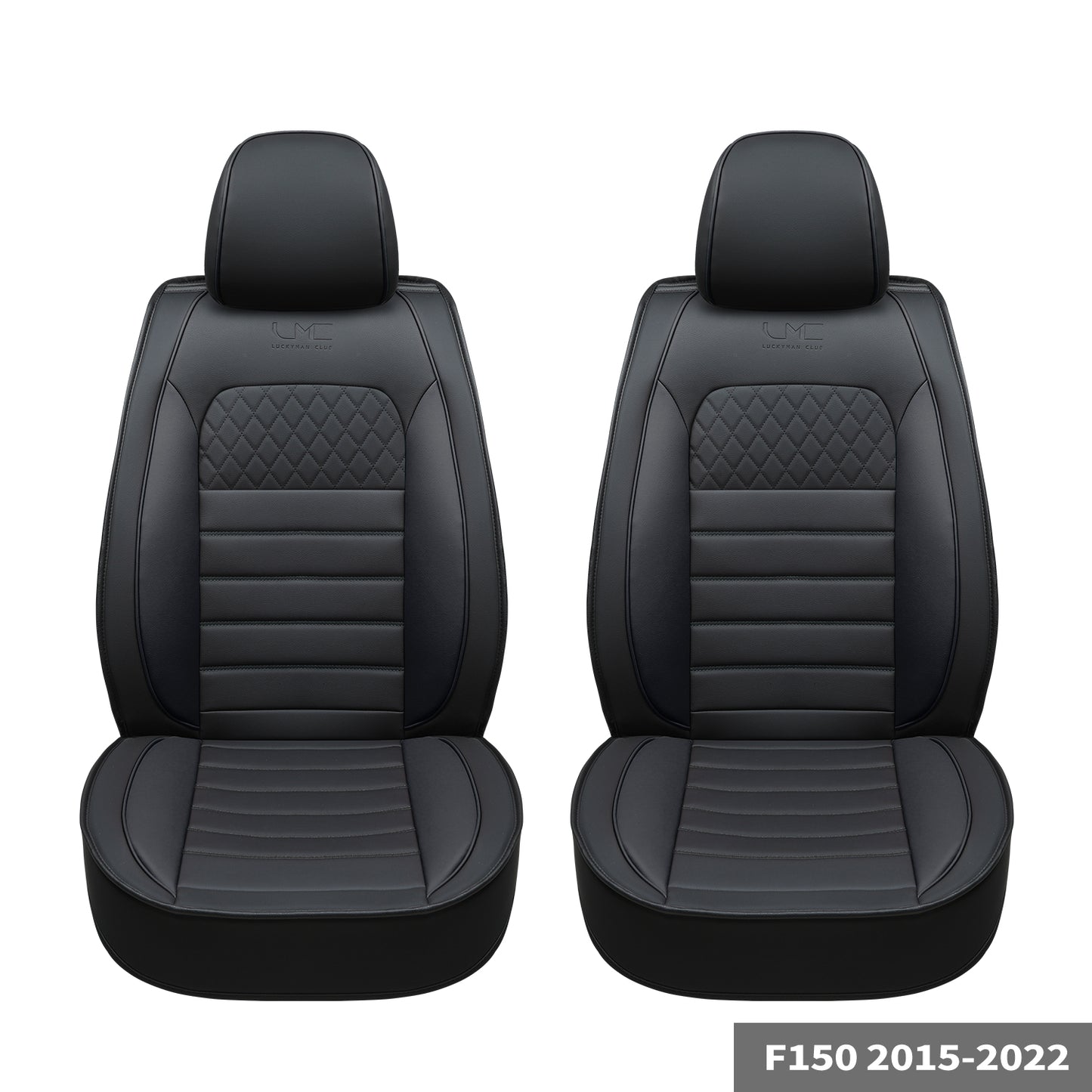 LUCKYMAN CLUB For F150 Faux Leather Seat Covers, For F150 2009-2024 Super Crew Super Cab Regular Cab 2017-2023 For F250 F350 F450 Super Duty Crew Cab