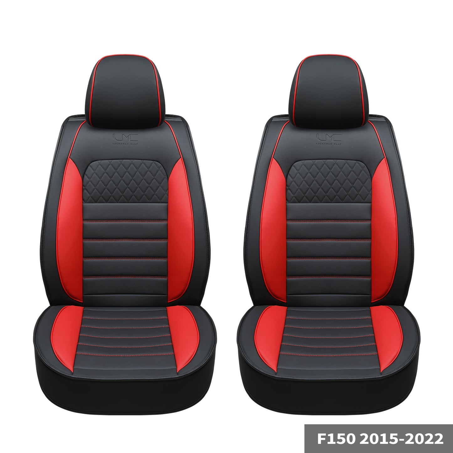 LUCKYMAN CLUB For F150 Faux Leather Seat Covers, For F150 2009-2024 Super Crew Super Cab Regular Cab 2017-2023 For F250 F350 F450 Super Duty Crew Cab