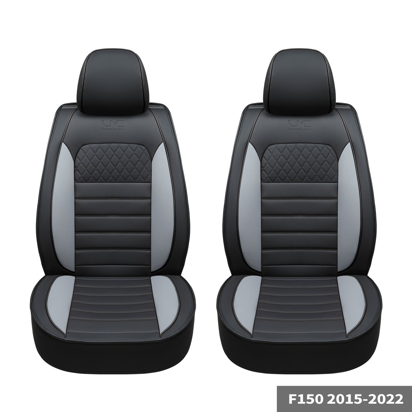 LUCKYMAN CLUB For F150 Faux Leather Seat Covers, For F150 2009-2024 Super Crew Super Cab Regular Cab 2017-2023 For F250 F350 F450 Super Duty Crew Cab