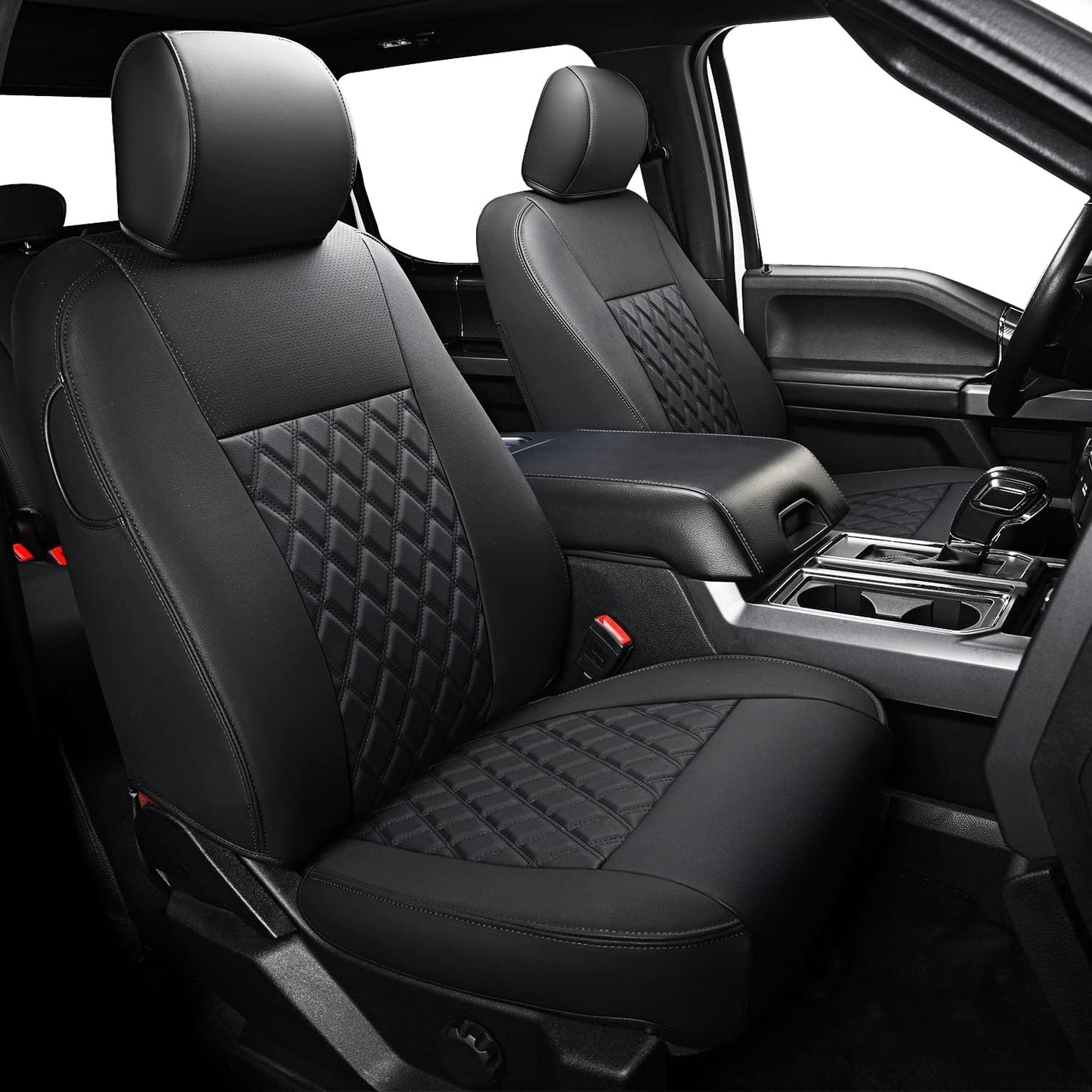LUCKYMAN CLUB F150 SuperCrew 2009-2024 Custom Pickup Car Truck Seat Covers XLT, Waterproof Faux Leather, Full Coverage, Also Fit 2010-2024 F250/F350/F450