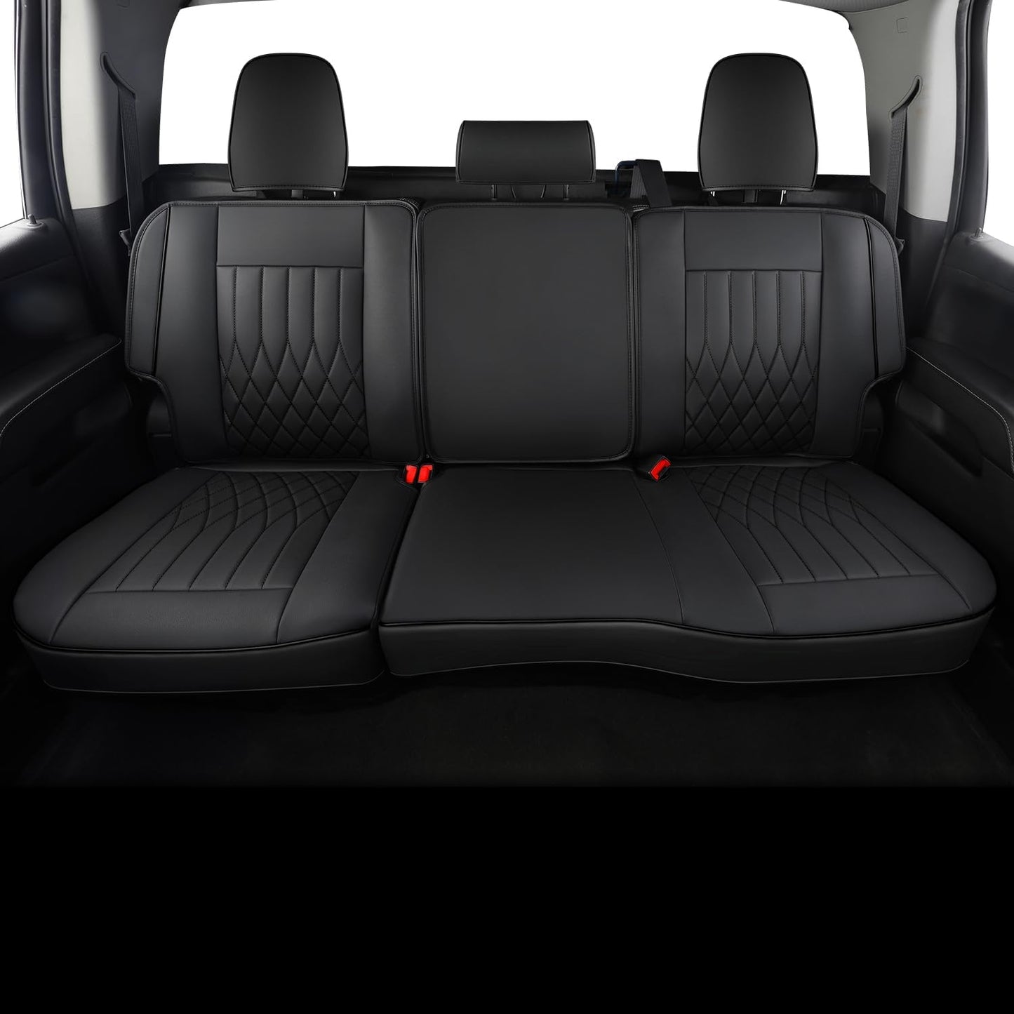 LUCKYMAN CLUB Silverado Faux Leather Seat Covers, Fit for 2014-2024 Chevy Silverado GMC Sierra 1500 and 2020-2024 2500HD 3500HD Crew Cab