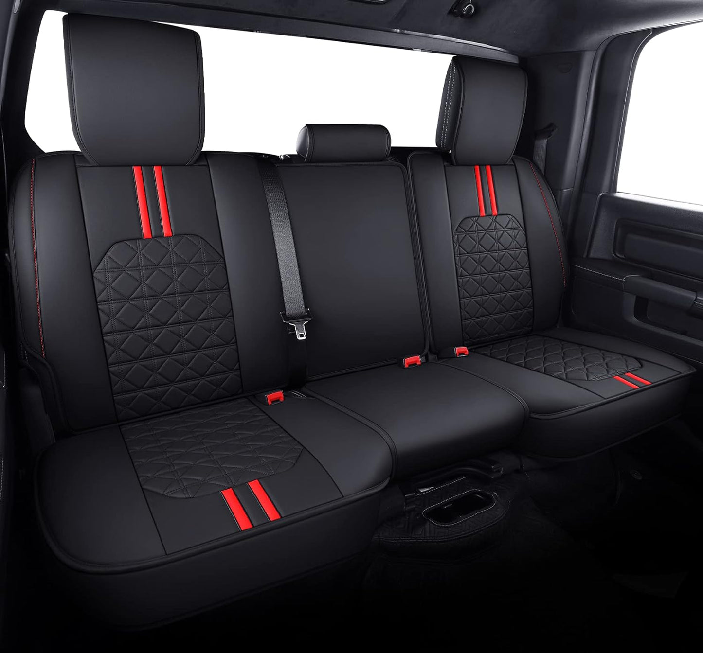 LUCKYMAN CLUB Dodge RAM Seat Covers Fit for 2009-2023 2024 1500HD 2010-2024 2500/3500HD Limited Laramie Big Horn Tradesman Crew Double Cab Quad Cab Truck Waterproof Leather