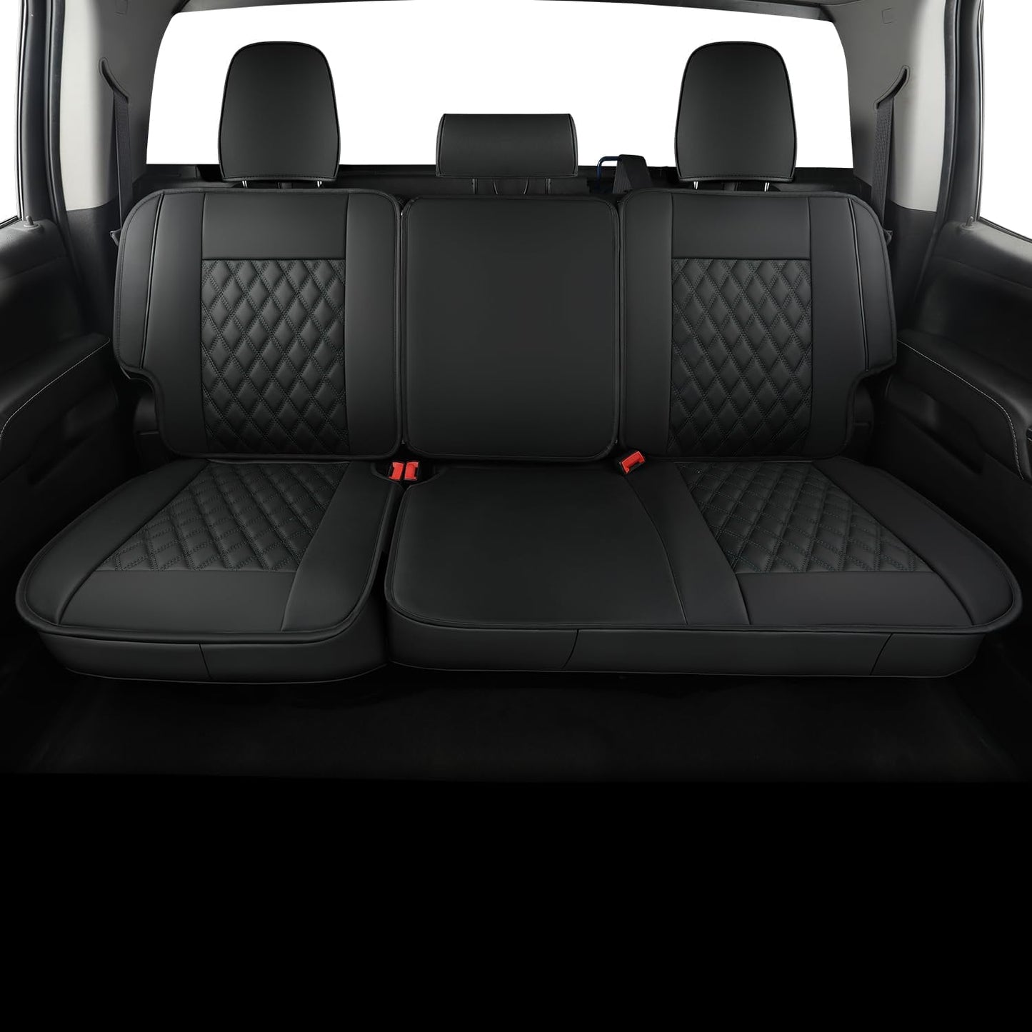 LUCKYMAN CLUB Silverado Faux Leather Seat Covers, Fit for 2014-2024 Chevy Silverado GMC Sierra 1500 and 2020-2024 2500HD 3500HD Crew Cab