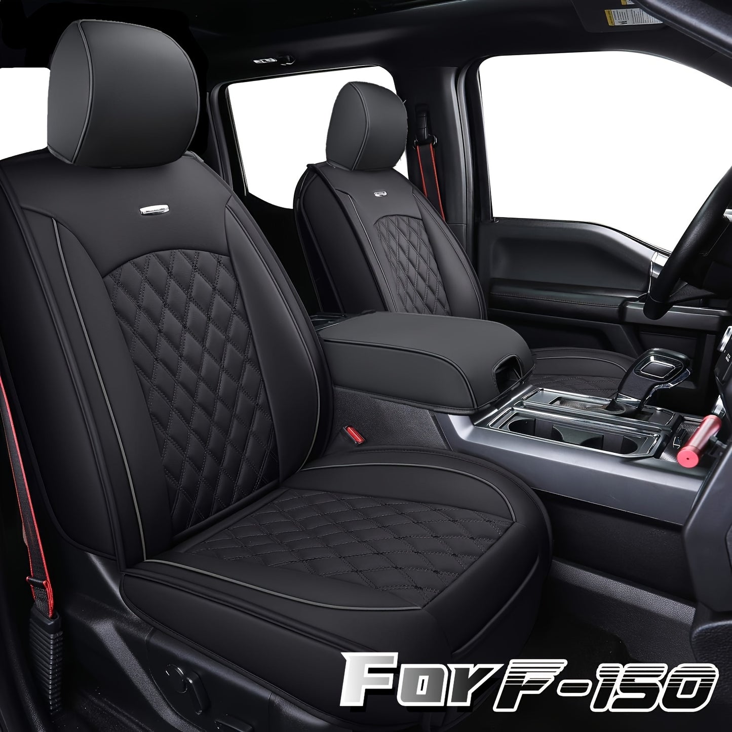 LUCKYMAN CLUB Ford F150 Seat Cover for 2015-2024 F150 and 2017-2024 F250 F350 F450 Super Duty Crew Cab Pickups Faux Leather