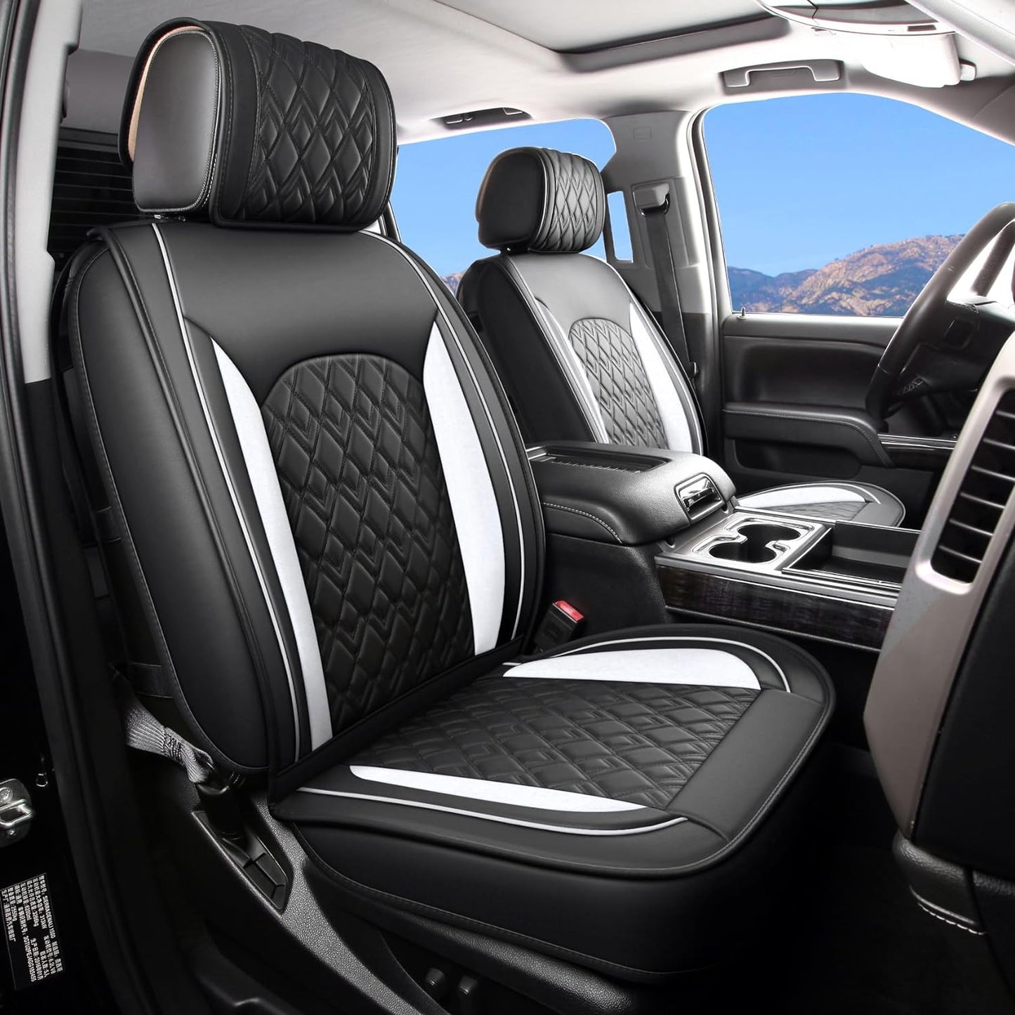 LUCKYMAN CLUB Chevy Silverado Seat Covers,Leather Seat Covers for GMC Sierra,Custom Fit 2007-2024 1500 2500HD 3500HD Crew Double Extended Regular Cab,LT LZT RST