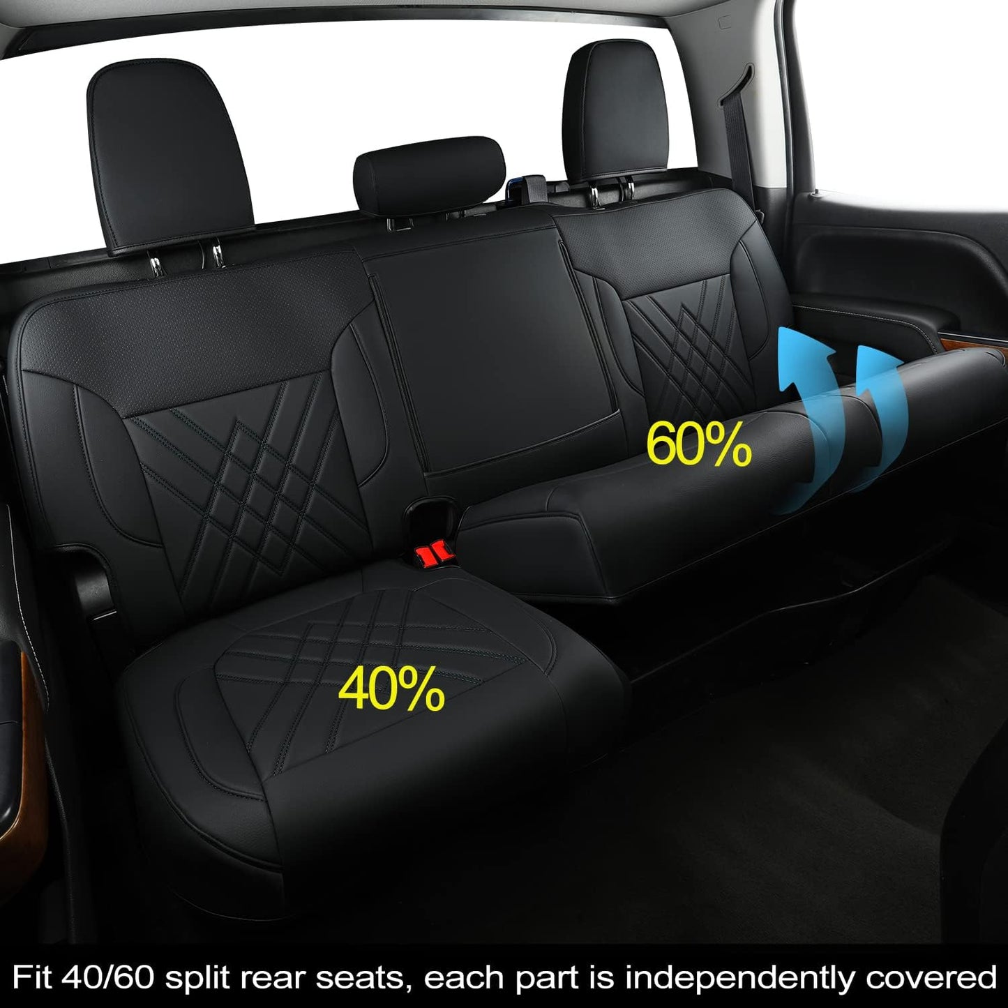 LUCKYMAN CLUB 2007-2024 Silverado seat covers Custom&Sierra 1500 2500 3500HD Trucks leather CustomSeat Covers Cars Pickups Full Set, Fit Trims Like LT,LTZ,RST