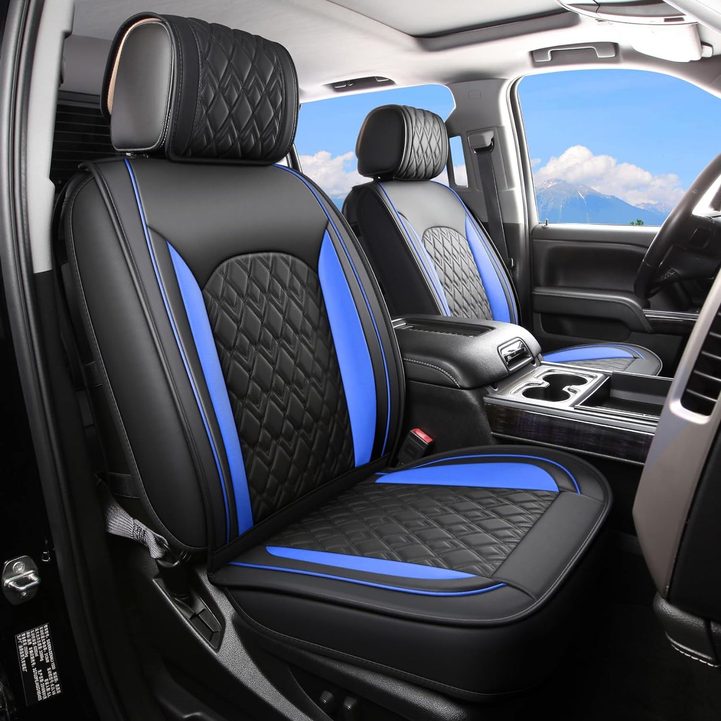 LUCKYMAN CLUB Chevy Silverado Seat Covers,Leather Seat Covers for GMC Sierra,Custom Fit 2007-2024 1500 2500HD 3500HD Crew Double Extended Regular Cab,LT LZT RST