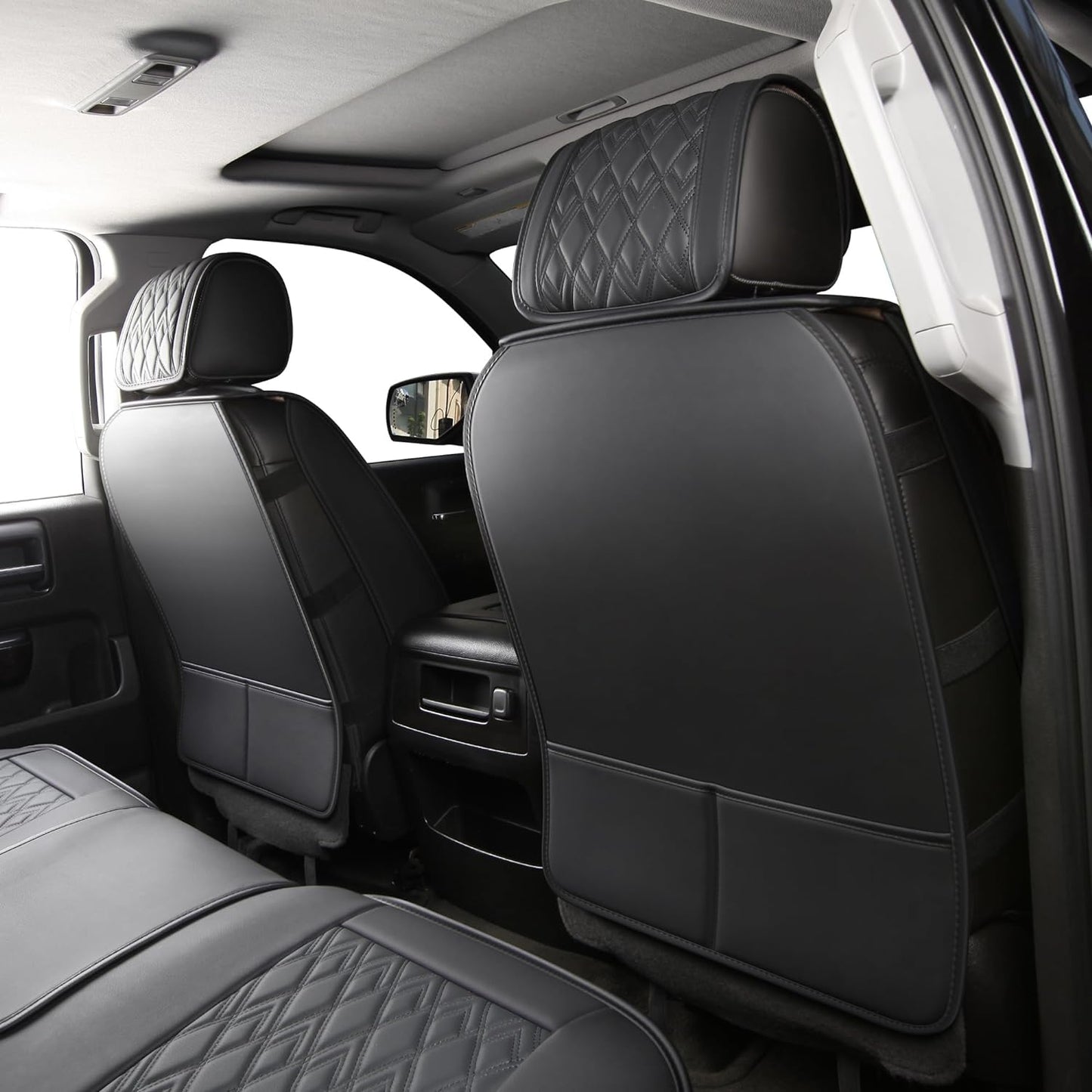LUCKYMAN CLUB Chevy Silverado Seat Covers,Leather Seat Covers for GMC Sierra,Custom Fit 2007-2024 1500 2500HD 3500HD Crew Double Extended Regular Cab,LT LZT RST