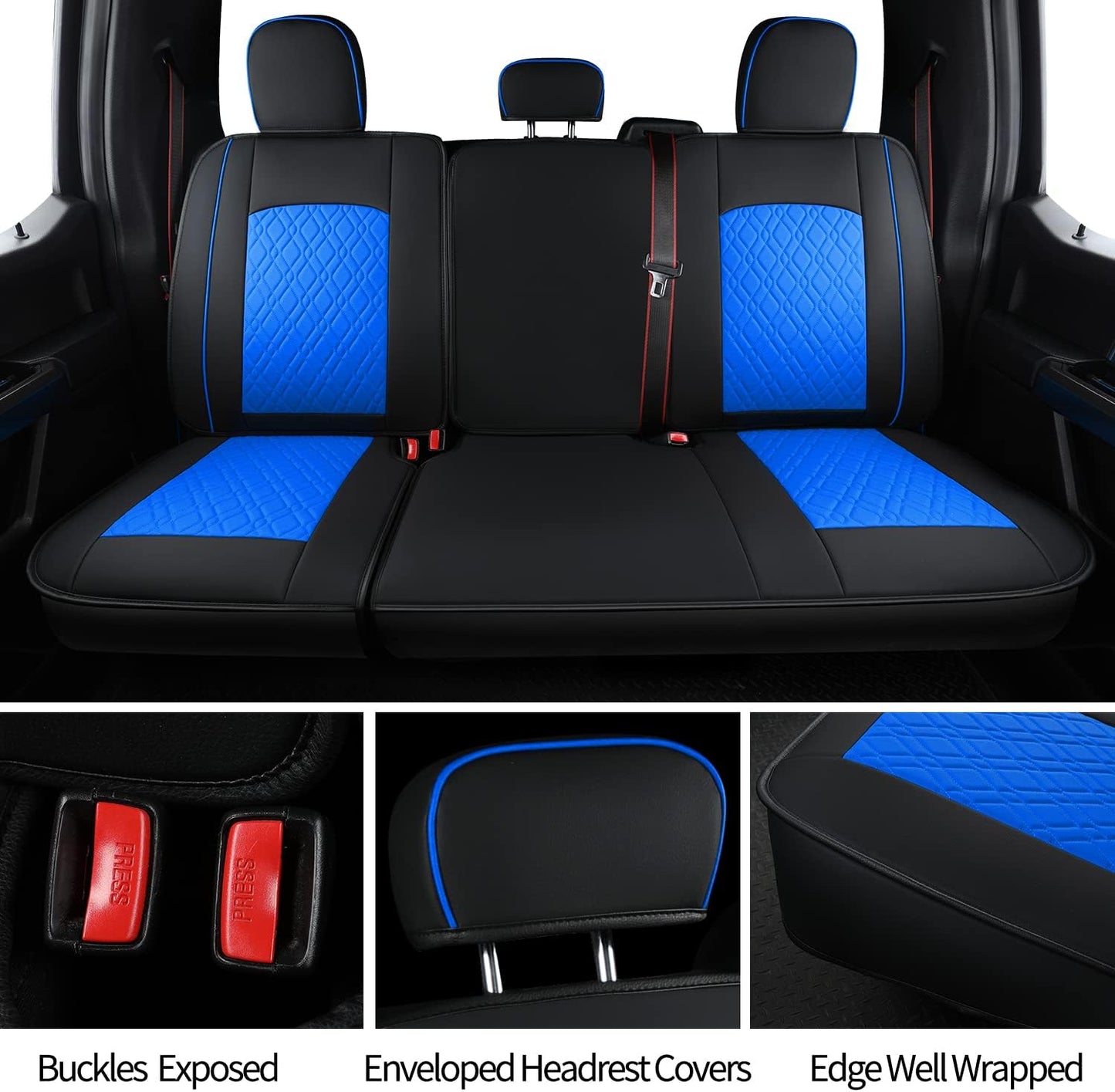LUCKYMAN CLUB F150 Full Set Seat Covers, Fit 2015-2024 Ford F150 and 2017-2024 F250 F350 F450